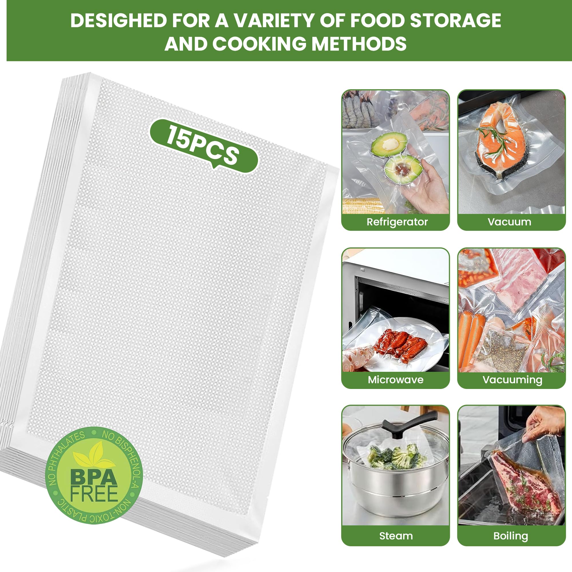 Bio-th Vacuum Sealer Machine for Food Preservation | Compact & Powerful Food Saver with Dry/Wet Modes | Includes 15 Large 20x30cm Sealing Bags | One-Touch Operation & Overheat Protection | Perfect for Meal Prep, Sous Vide, and Long-Term Food Storage