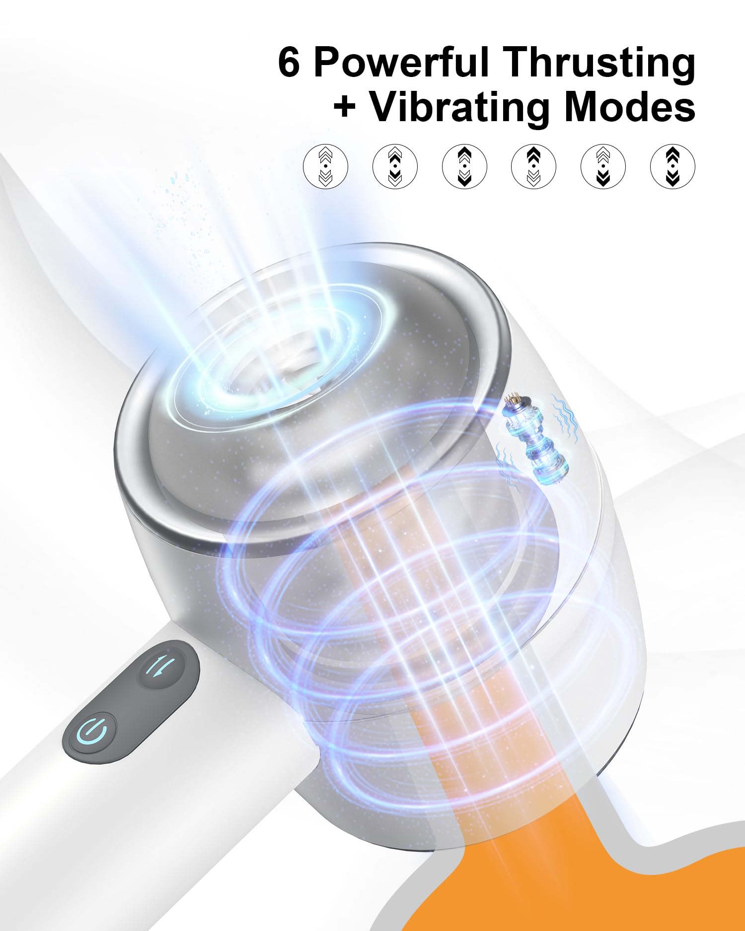Realistic Automatic Male Masturbator with 6 Thrusting Modes - Dual Open-Ended Male Sex Toy for Enhanced Pleasure | 3D Vagina & Blowjob Simulation | Discreet Pocket Pussy Cup Penis Trainer (White) - Perfect for Solo Play, Couples Fun & Stress Relief