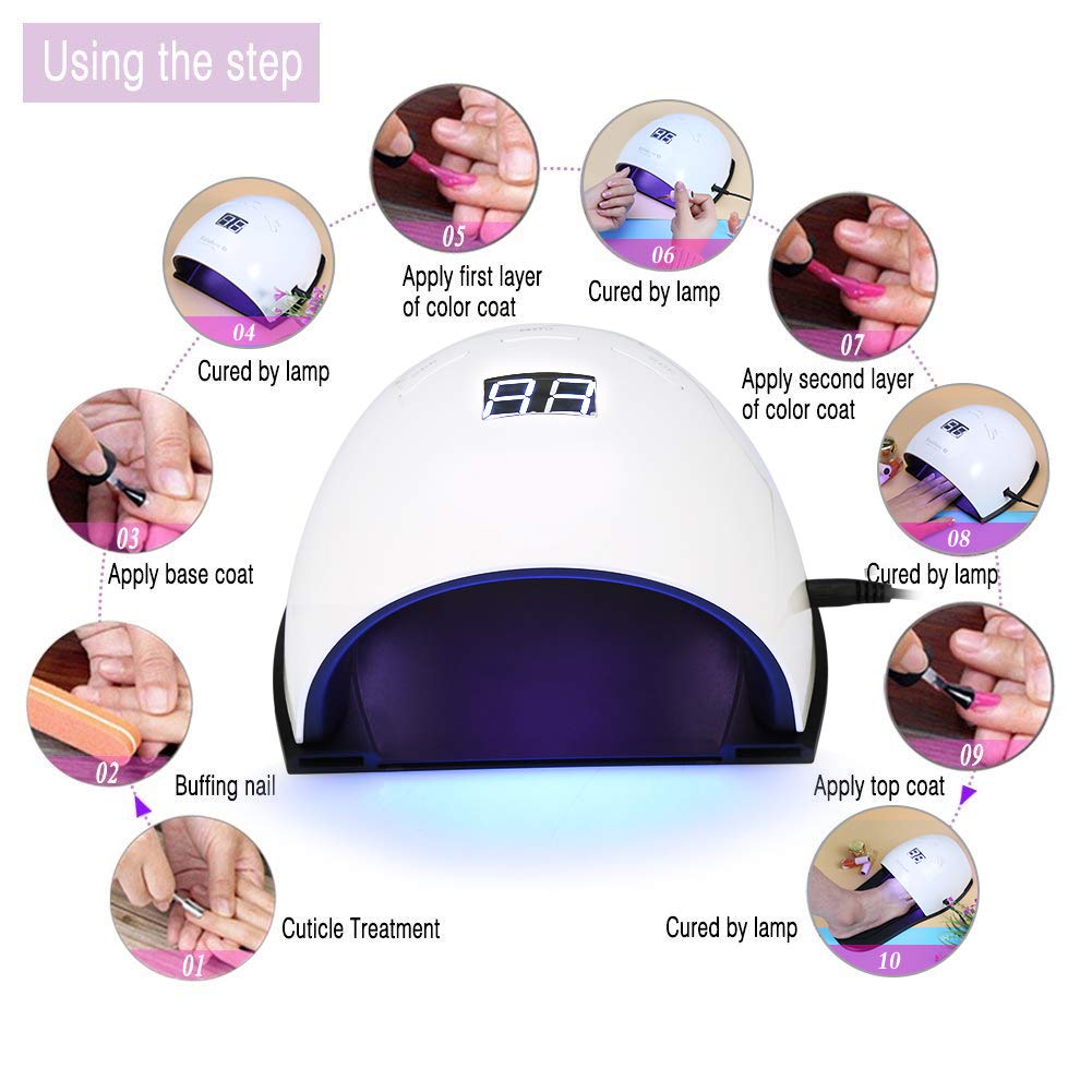 48W LED Nail Lamp for Two Hands - Professional Gel Nail Light with 30 LED Beads, Fast Curing Nail Dryer for Gel Polish - Smart Sensor Technology - Perfect for Salon & Home Manicure & Pedicure
