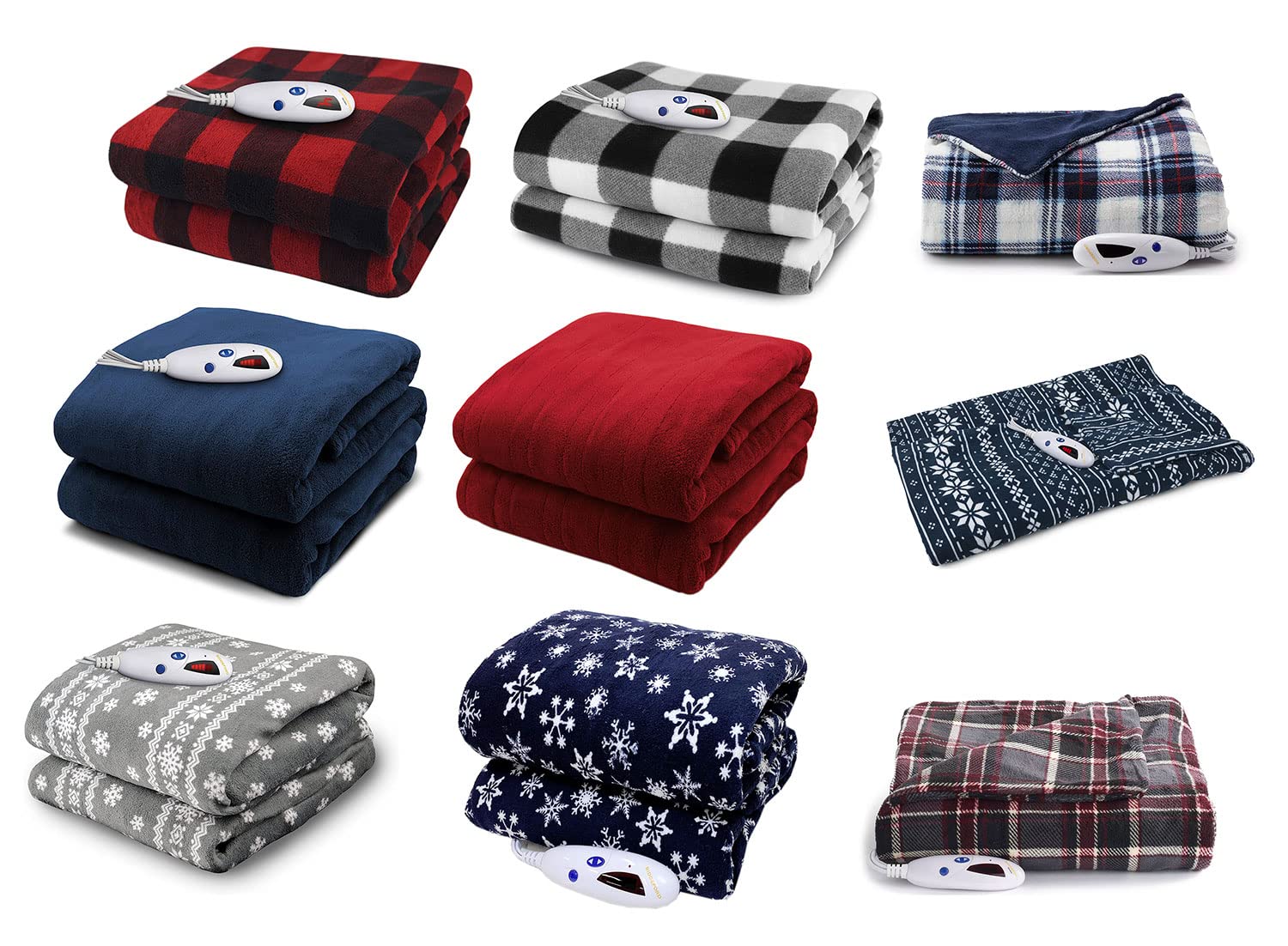Biddeford Microplush Electric Heated Blanket - Adjustable Temperature & Auto Shut-Off Timer, Machine Washable Throw with Digital Controller, Navy Fair Isle Design - Perfect for Cozy Nights, Winter Warmth & Home Comfort