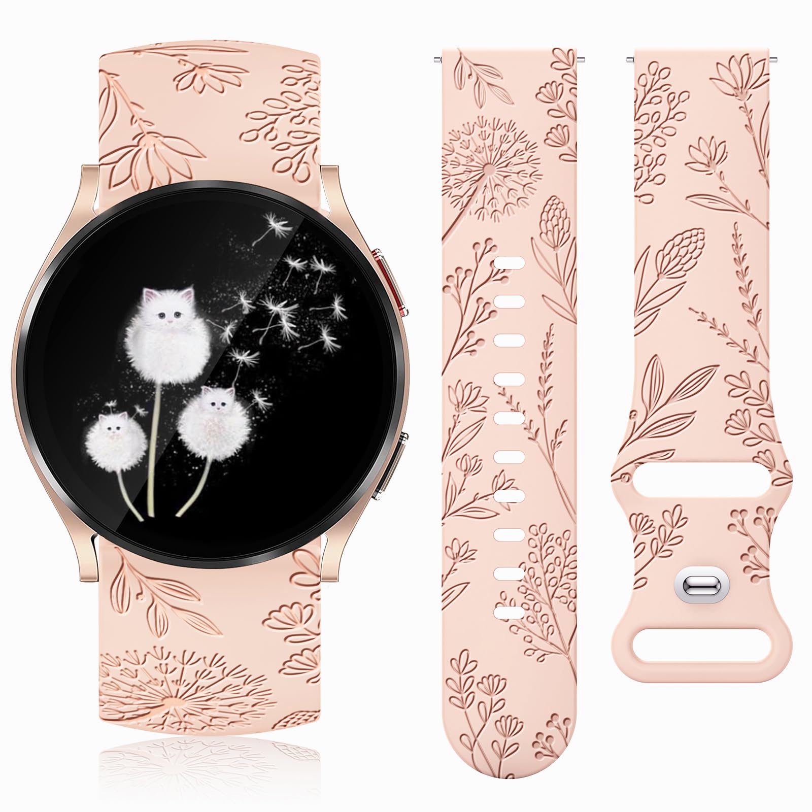 Floral Silicone Strap for Samsung Galaxy Watch 7/6/5/4 - Pink | Gym & Daily Wear