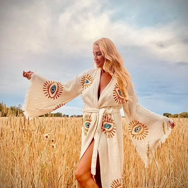 Stylish Organic Kaftan Dress for Women - Comfortable & Breathable Summer Wear - Perfect for Beach, Vacation, and Casual Outings