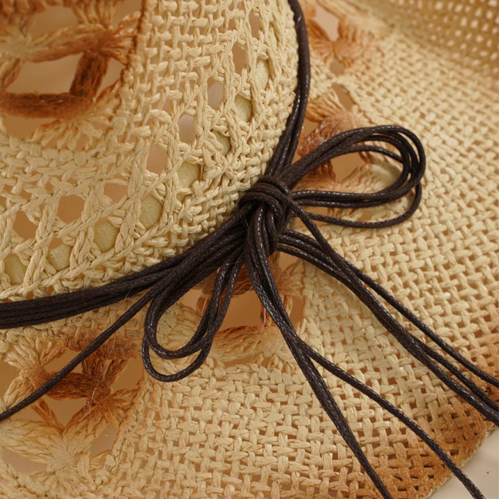 Stylish Cowboy Straw Hat with Beaded Tassel Belt - Western Sun Hat for Men & Women - Perfect for Beach Vacations, Summer Outings & Jazz Festivals