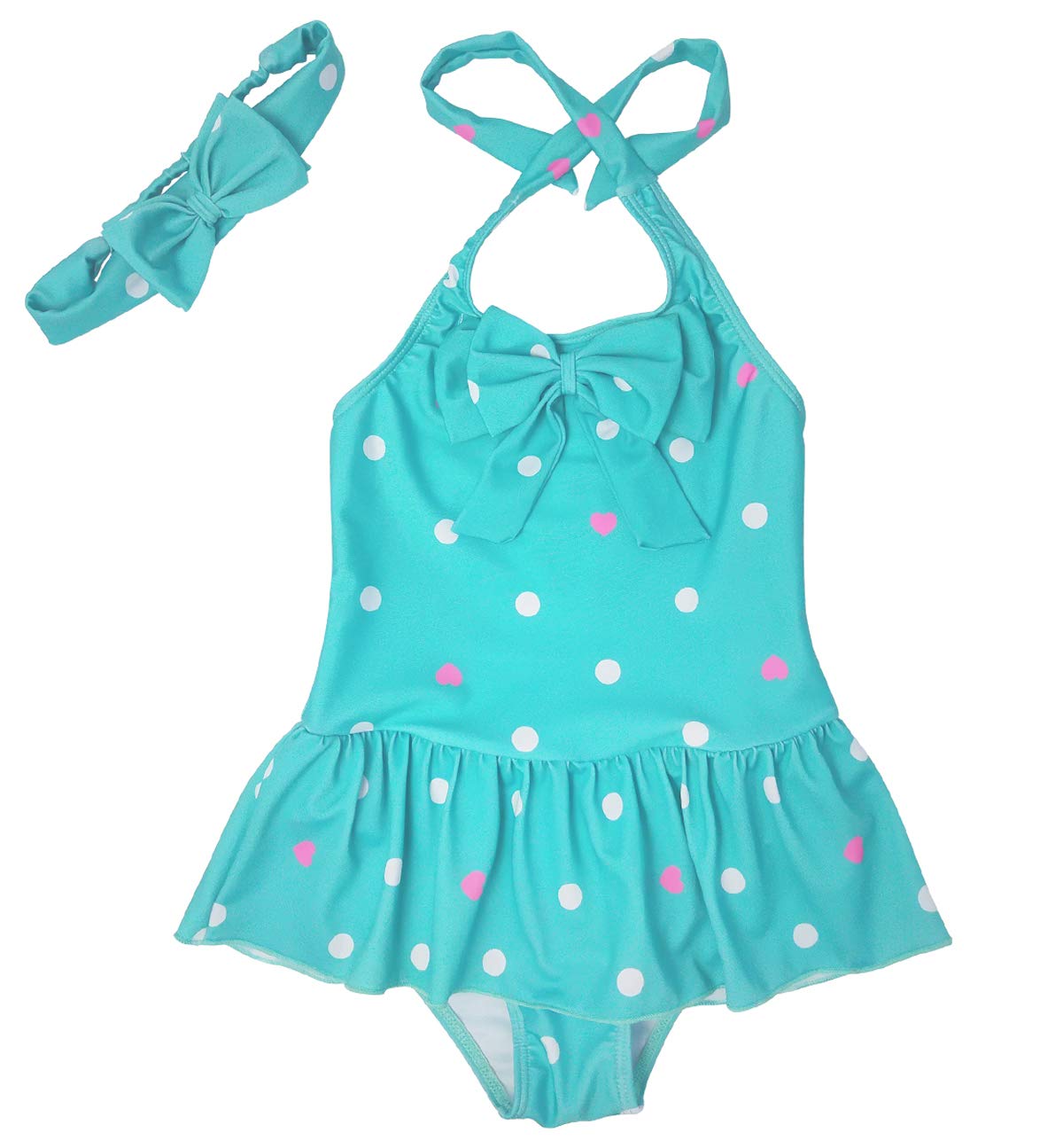 Jastore Baby Girls One Piece Swimsuits with Headband - Cute Floral Print Bathing Suit for Toddler & Infant - Perfect for Beach, Pool, Summer Vacation & Water Play