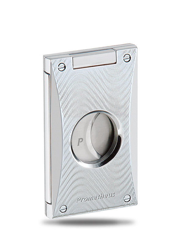 Premium Prometheus Chrome Wave Stainless Steel Double Blades Cigar Cutter - Perfect for Cigar Aficionados, Gifts & Special Occasions