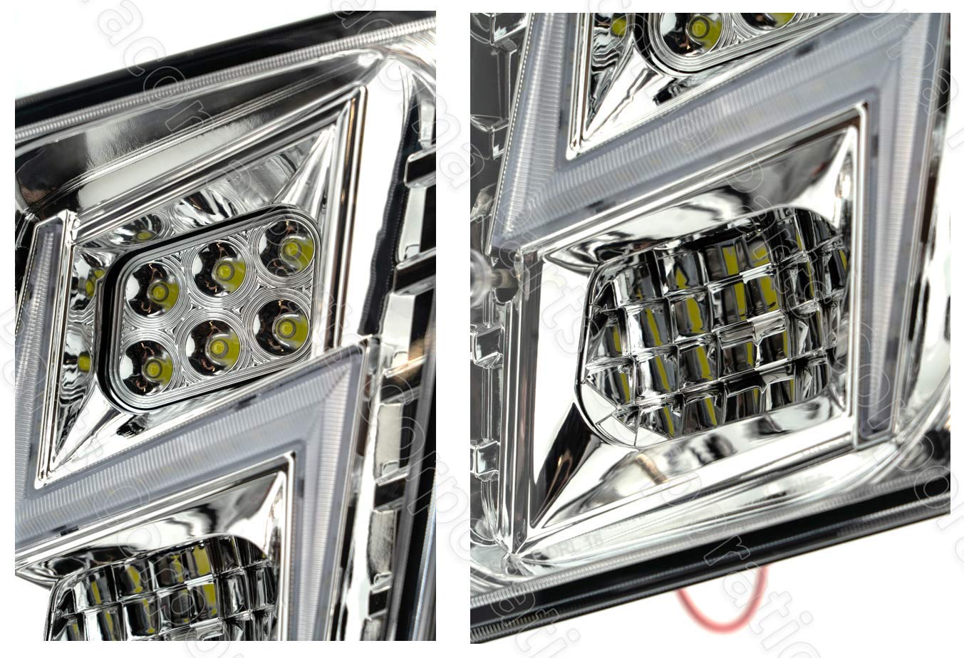 KOZAK Chrome LED Fog Lights for Volvo VNL Semi Truck 2004-2017 - High/Low Beam Compatible - Left & Right Side Pair with Volvo Logo Emblem - Perfect for Night Driving & Off-Road Trucking