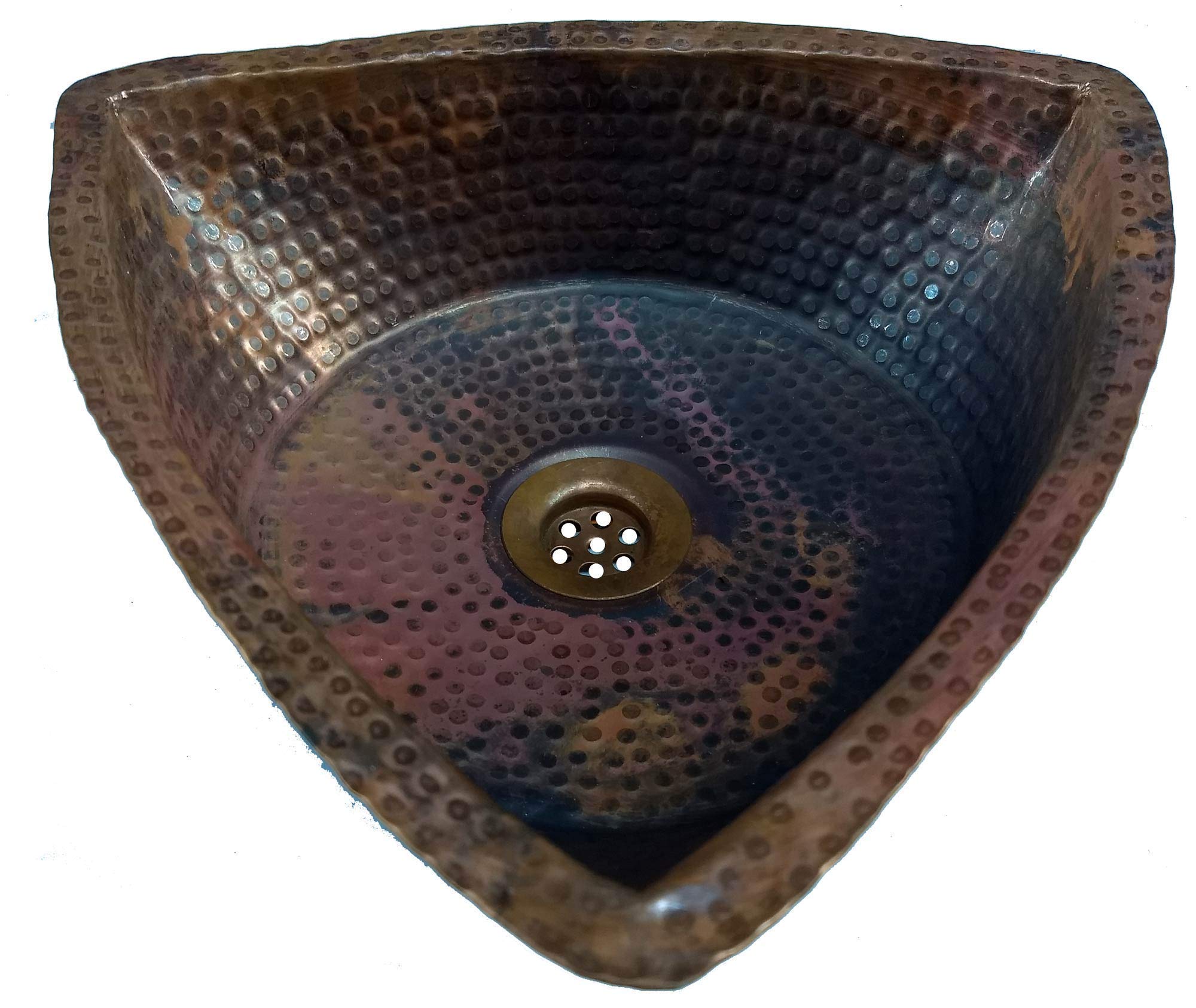 Rustic Copper Triangle Vessel Sink - Farmhouse Kitchen, Bathroom, or Bar Prep Sink - Perfect for Modern Farmhouse, Industrial, and Rustic Decor Styles