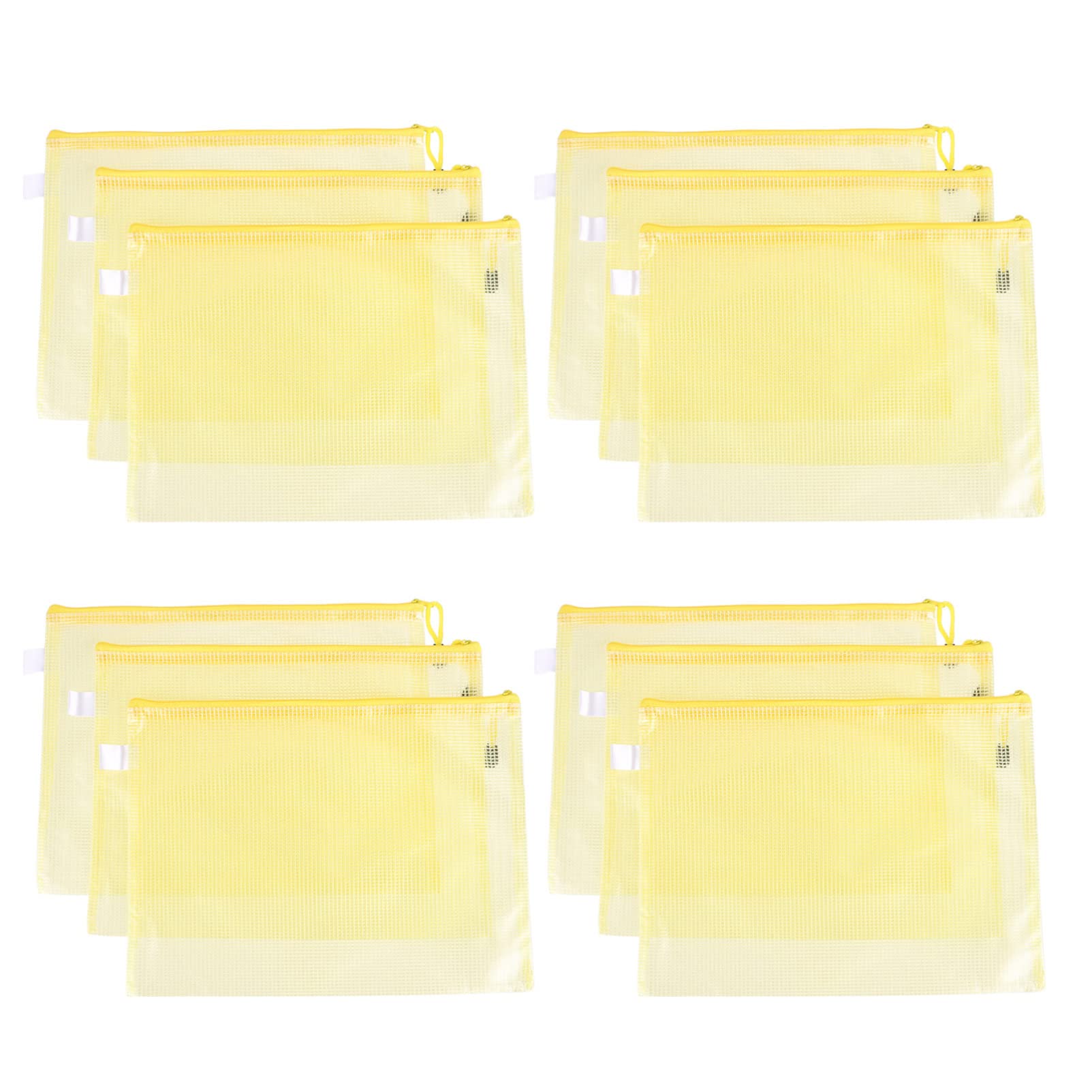 NUOBESTY 12-Pack Mesh Zipper Storage Bags - A4 Size Document Organizer Pouch for School, Office & Travel - Pencil Case, File Folder, Plastic Envelope - Perfect for Stationery, Art Supplies & Travel Accessories