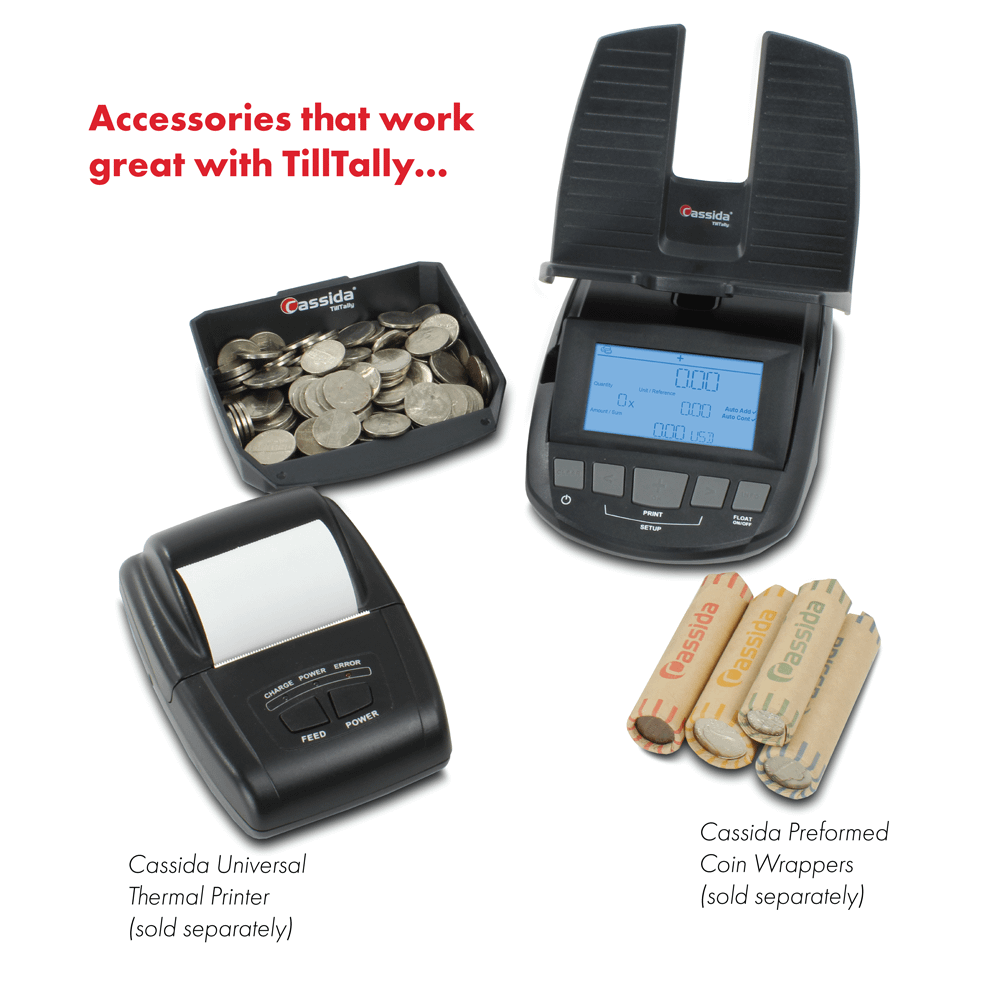 Cassida TillTally Professional Bill & Coin Counting Scale - Accurate Money Counter for Cash Registers, Banks & Retail Stores - Fast Digital Counting Machine for Small Businesses & Offices