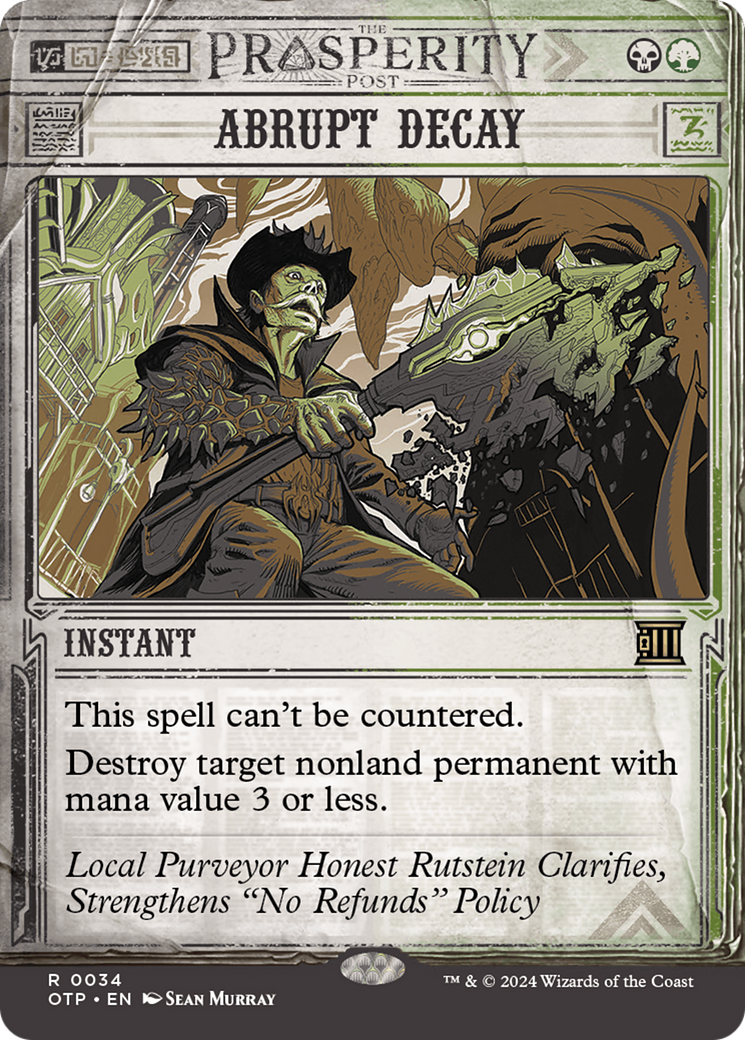 Abrupt Decay MTG Card - Outlaws of Thunder Junction: Breaking News Expansion | Magic: The Gathering Collectible Trading Card Game | Perfect for Commander, Modern & Legacy Decks