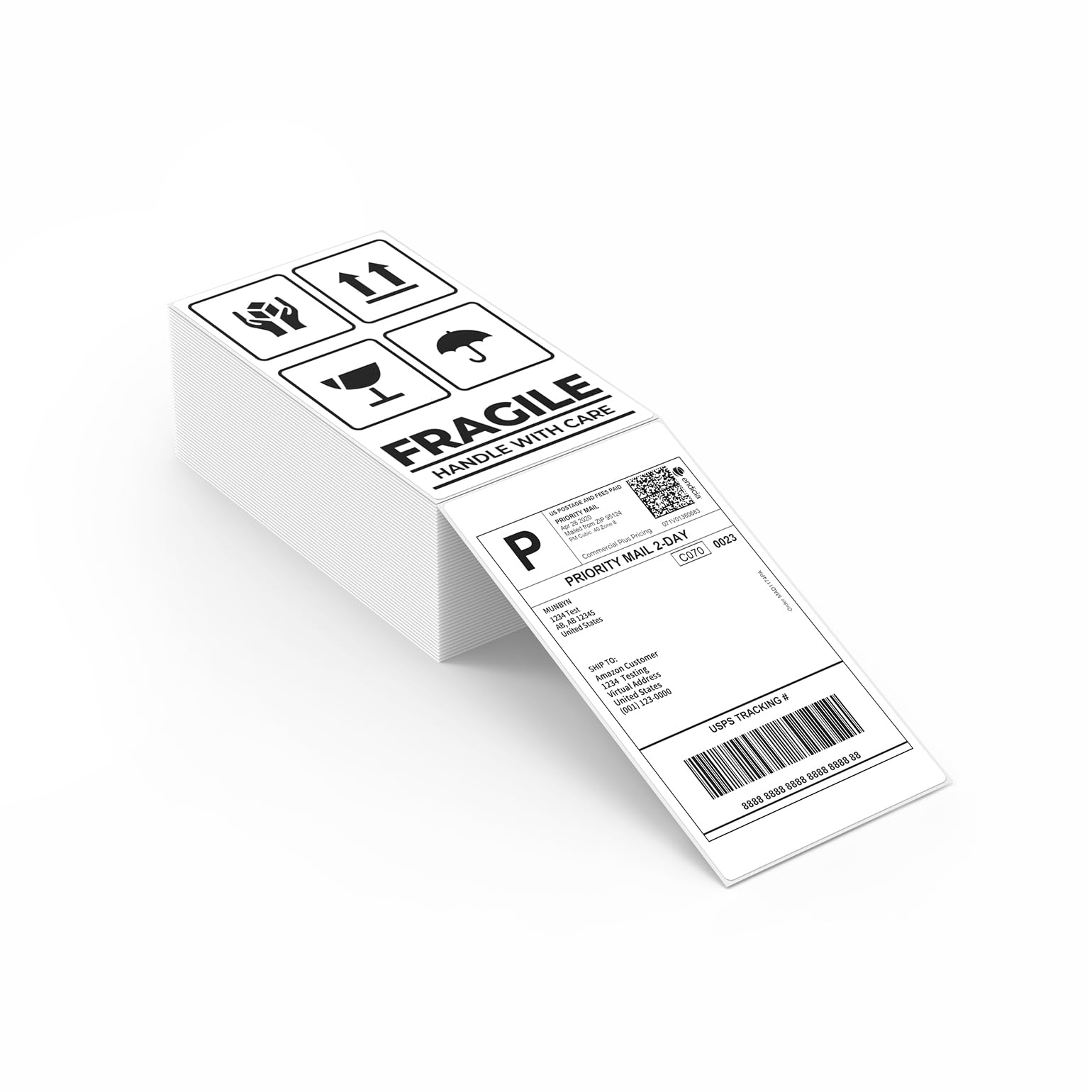 Premium MUNBYN 3x5 Inch Thermal Shipping Labels - Fanfold Multipurpose Labels for Small Business & Package Shipping (500 Sheets/Roll) - Ideal for E-commerce, Logistics & Retail Inventory Management