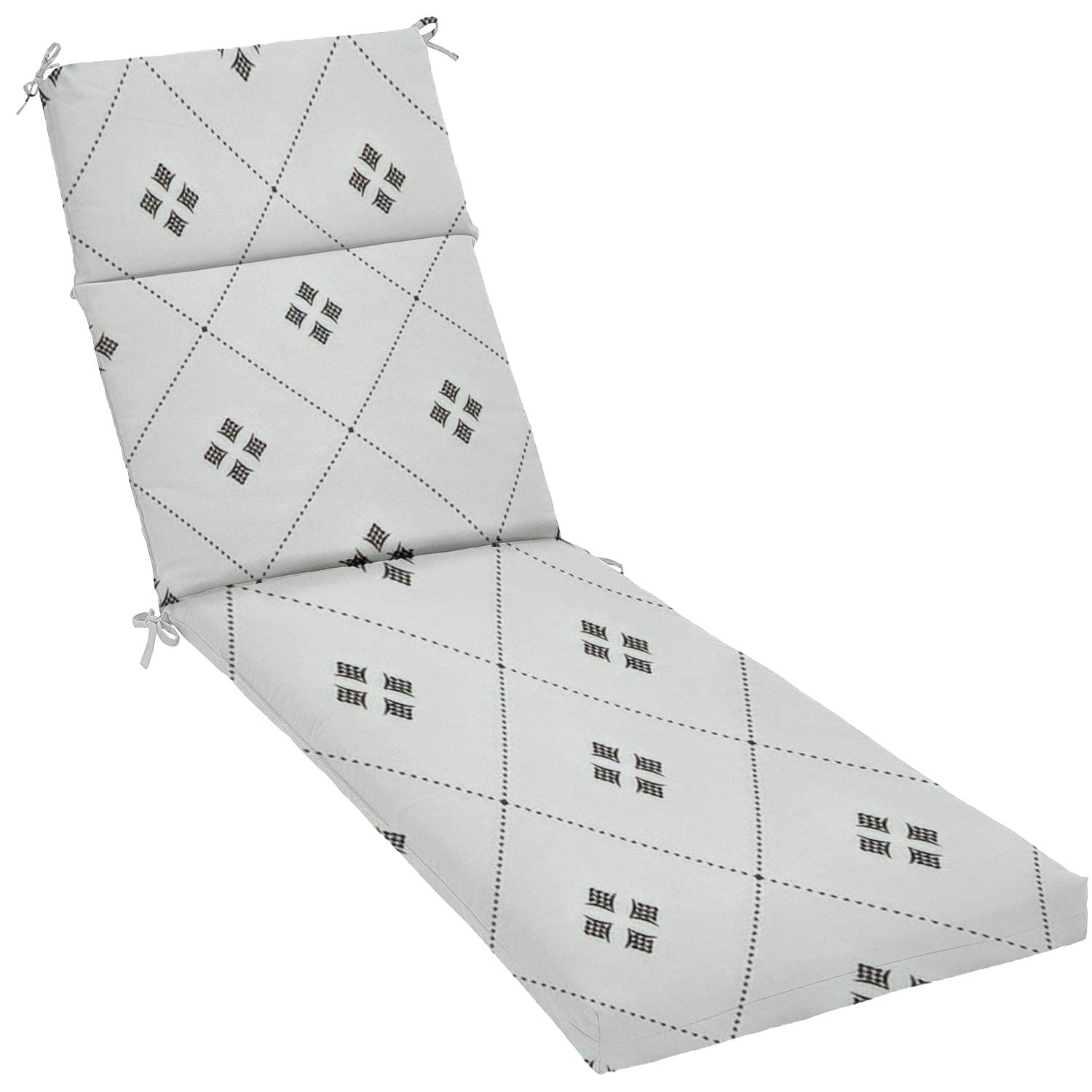 Water-Resistant Geometric Chaise Lounge Cushion - Indoor Outdoor Patio Furniture Seat Cushion with Black & White Oblique Square Design - Perfect for Poolside, Deck, Sunroom & Garden Relaxation