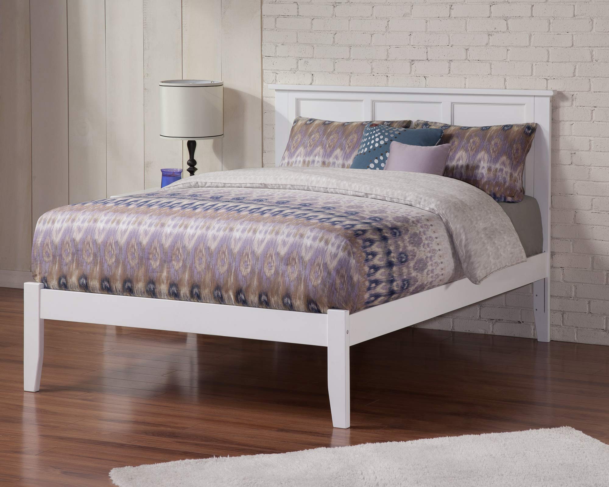 AFI Madison Queen Platform Bed Frame with USB Charging Ports - Modern White Wooden Bed with Storage & Headboard - Perfect for Bedrooms, Guest Rooms & Apartments