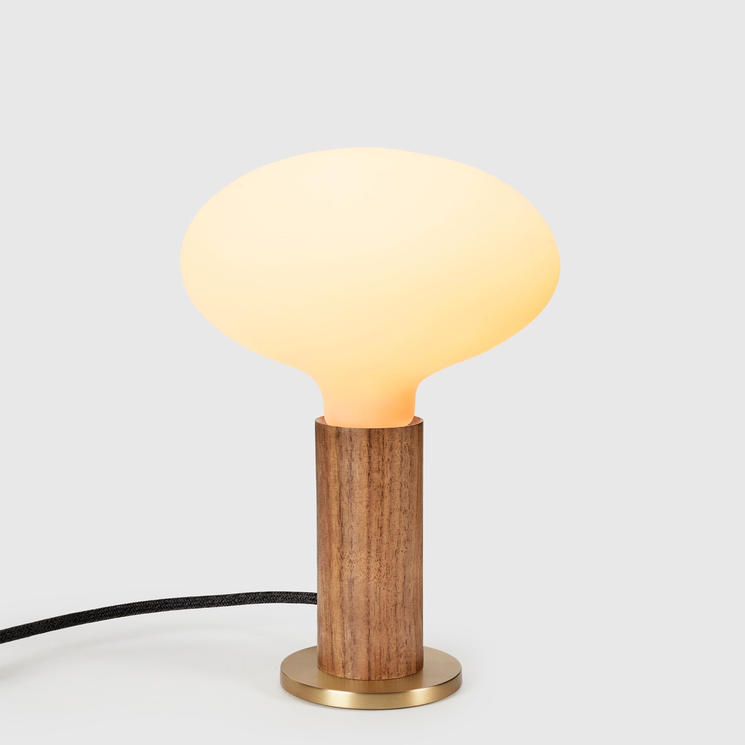 Walnut Knuckle Table Lamp with Oval Shade - Dimmable Warm Light for Bedroom, Living Room & Office Decor