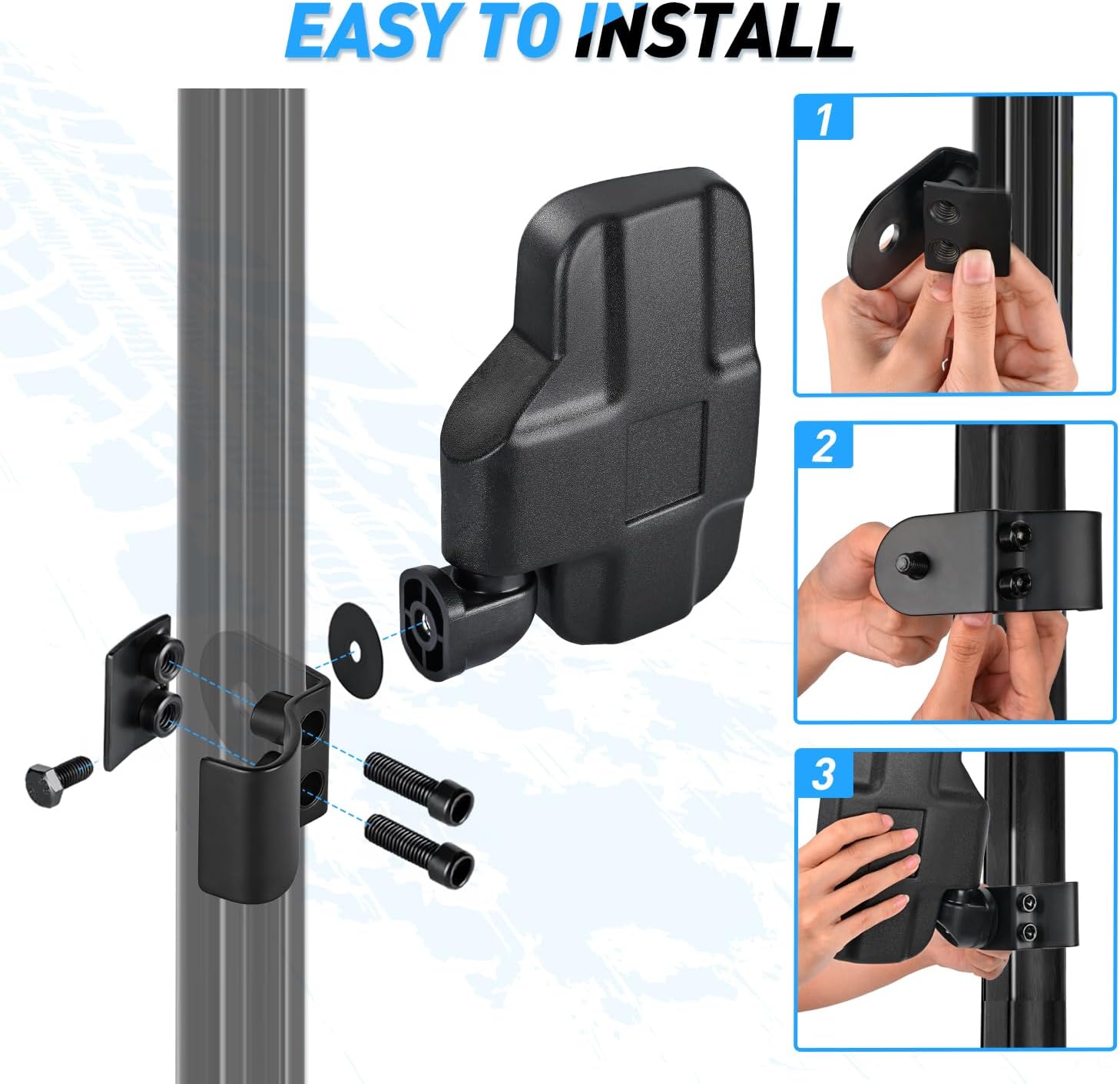 UTV Side Mirrors for Profiled Tubes - Universal ATV Side View Mirrors for Off-Road Vehicles - Perfect for Trail Riding, Hunting & Farm Work