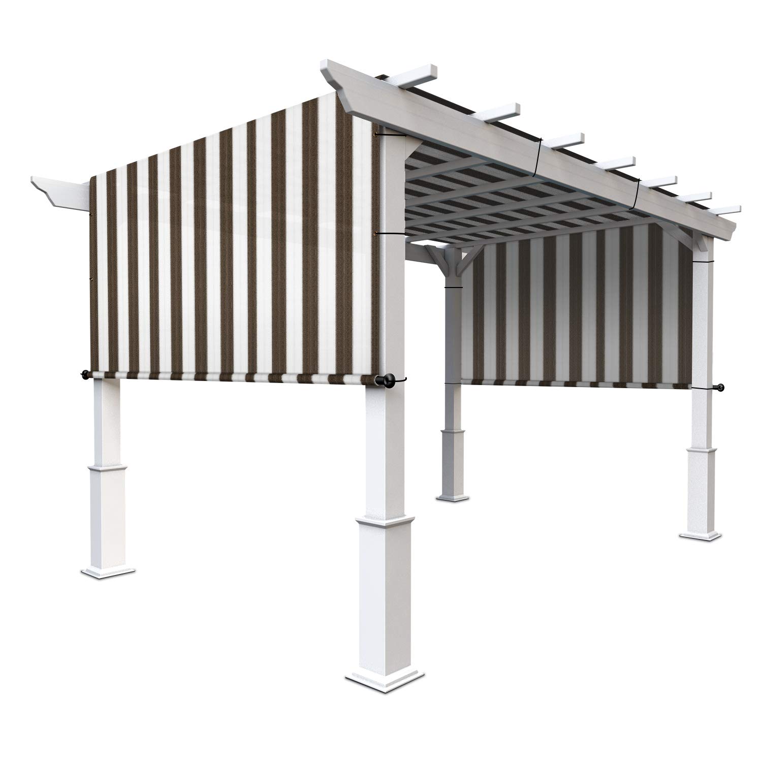 COARBOR 3'x6' Outdoor Pergola Replacement Cover - UV Resistant Shade Canopy with Grommets & Weight Rods, Brown & White Stripes for Patio, Deck, Gazebo - Perfect for Backyard Shade, Garden Relaxation & Outdoor Entertaining
