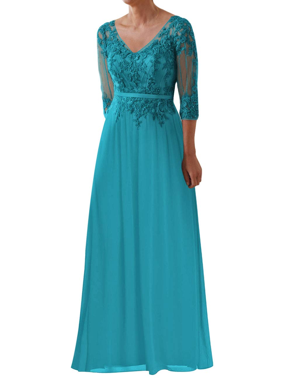 Elegant Lace Mother of The Bride Dress with Sleeves - Chiffon Formal Evening Gown for Weddings, Parties & Special Occasions