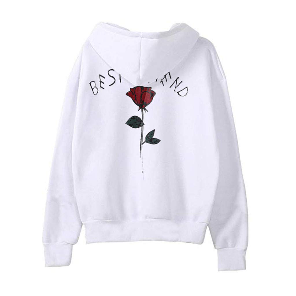 EOPUING Best Friend Hoodies for Women - Autumn Winter Loose Graphic Pullover Lightweight Sweatshirt with Cute Flower Design, Perfect for Casual Outings, Coffee Dates, and Cozy Evenings