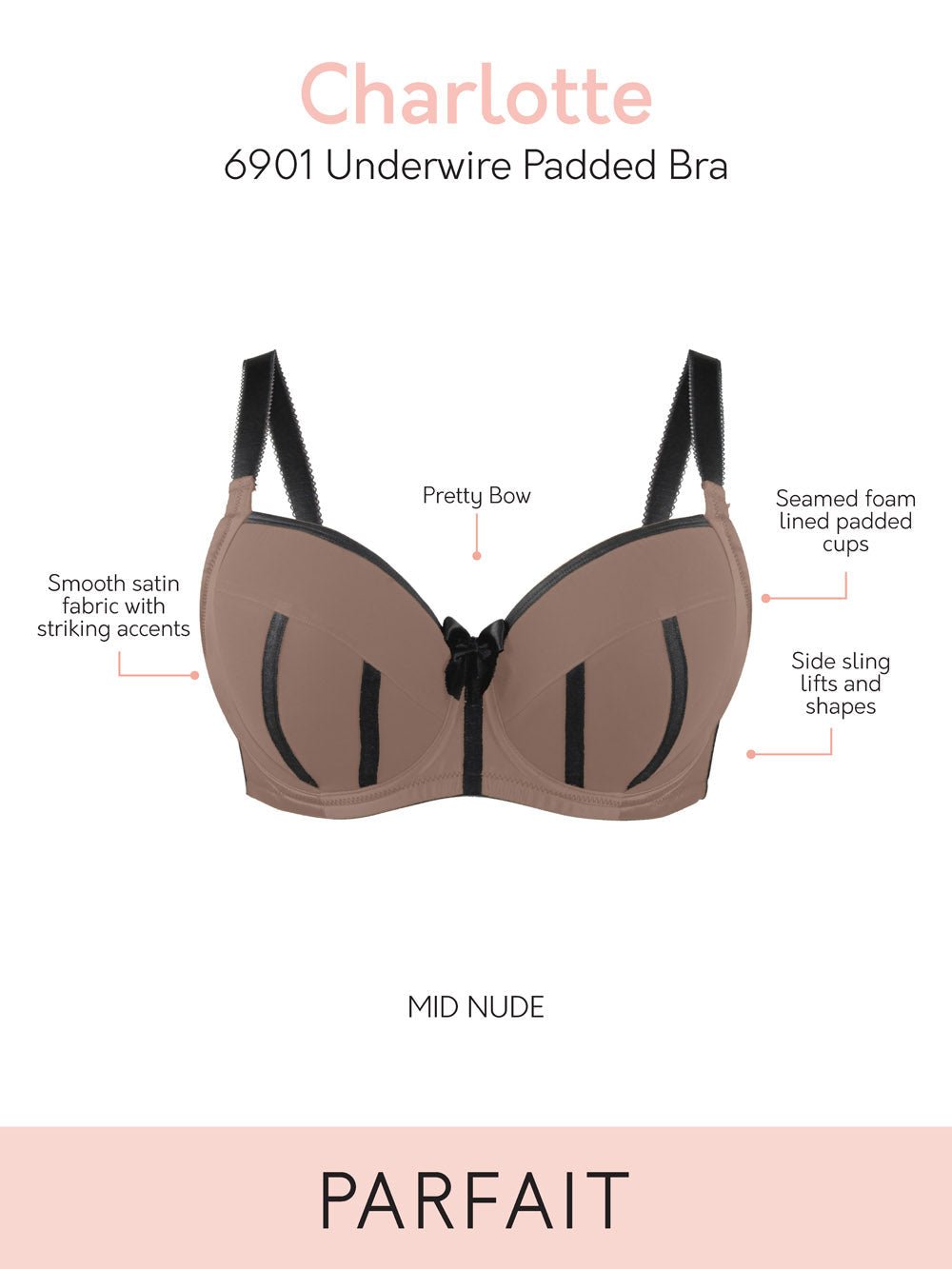 Parfait Charlotte Underwire Padded Bra - Medium Nude T-Shirt Bra for Everyday Comfort & Support | Perfect for Work, Gym & Casual Wear