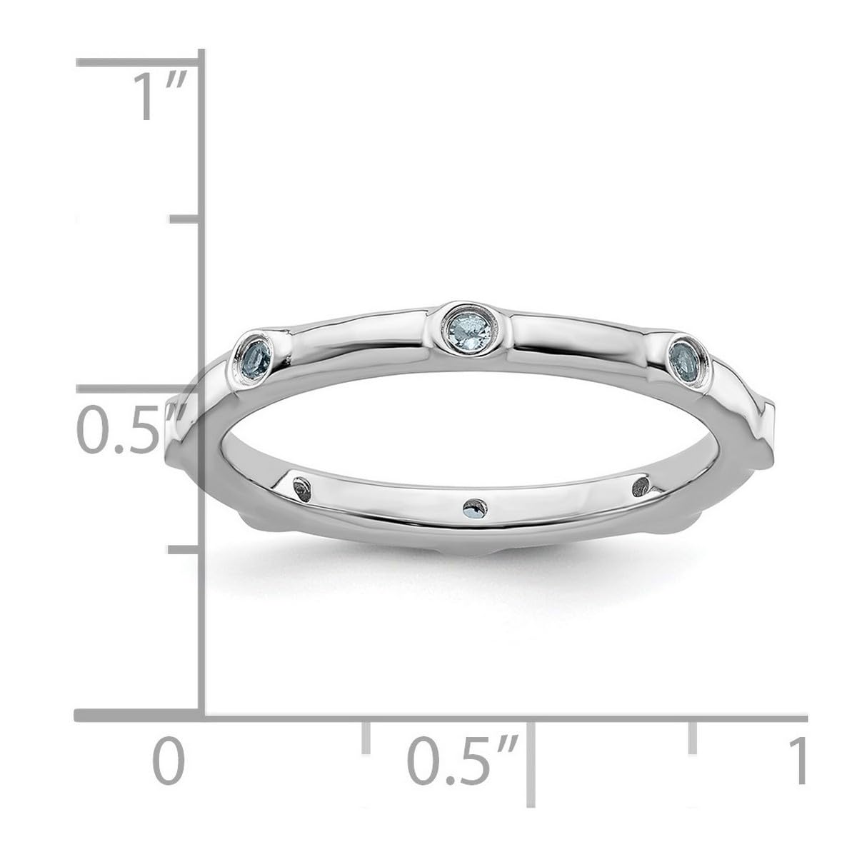 925 Sterling Silver Bezel Polished Stackable Aquamarine Ring for Women - Dainty Elegant Jewelry for Everyday Wear, Gift Giving & Special Occasions
