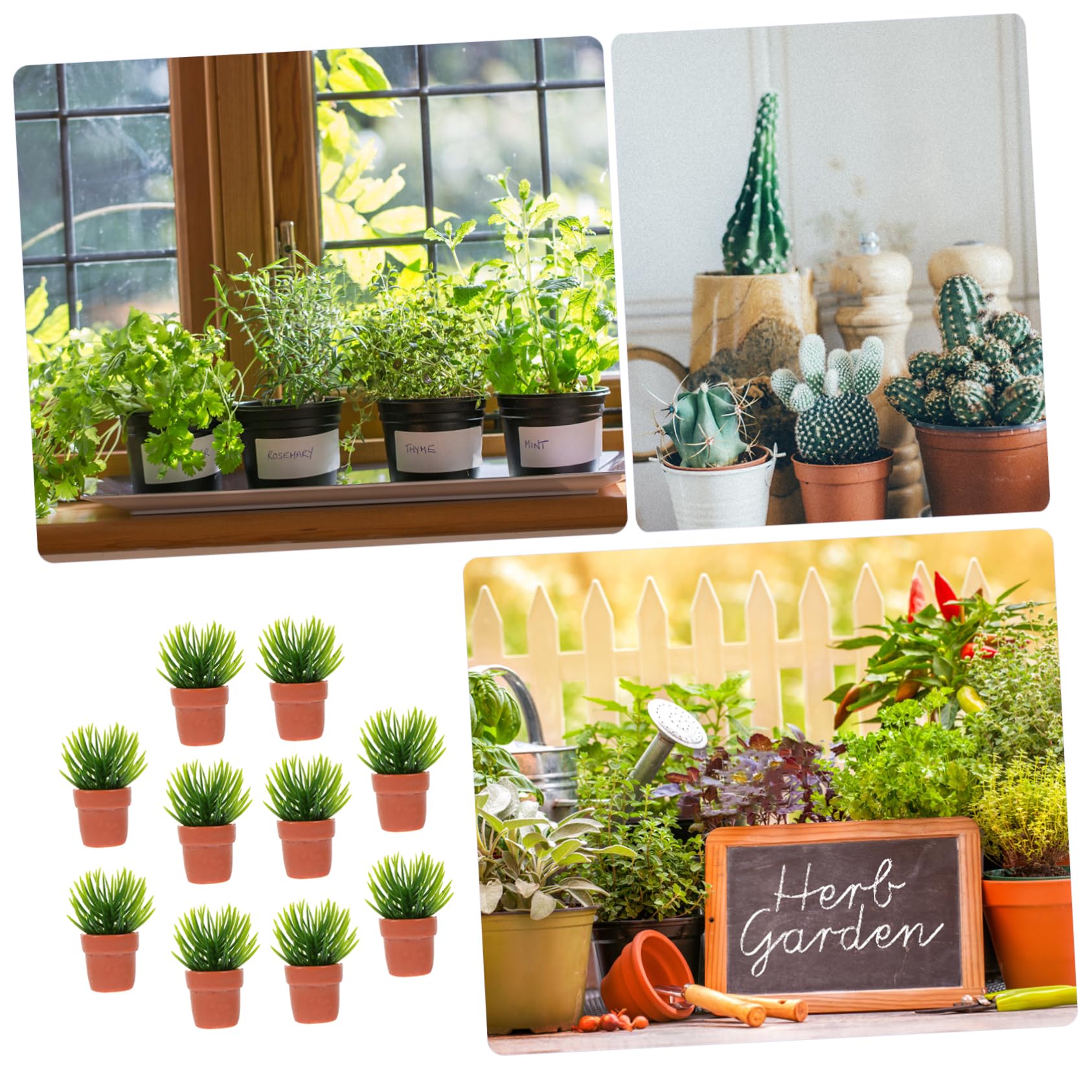 10pcs Mini Simulation Bonsai Plants for Dollhouse Landscaping - Realistic Miniature House Decor for DIY Scenes, Fairy Gardens & Model Displays