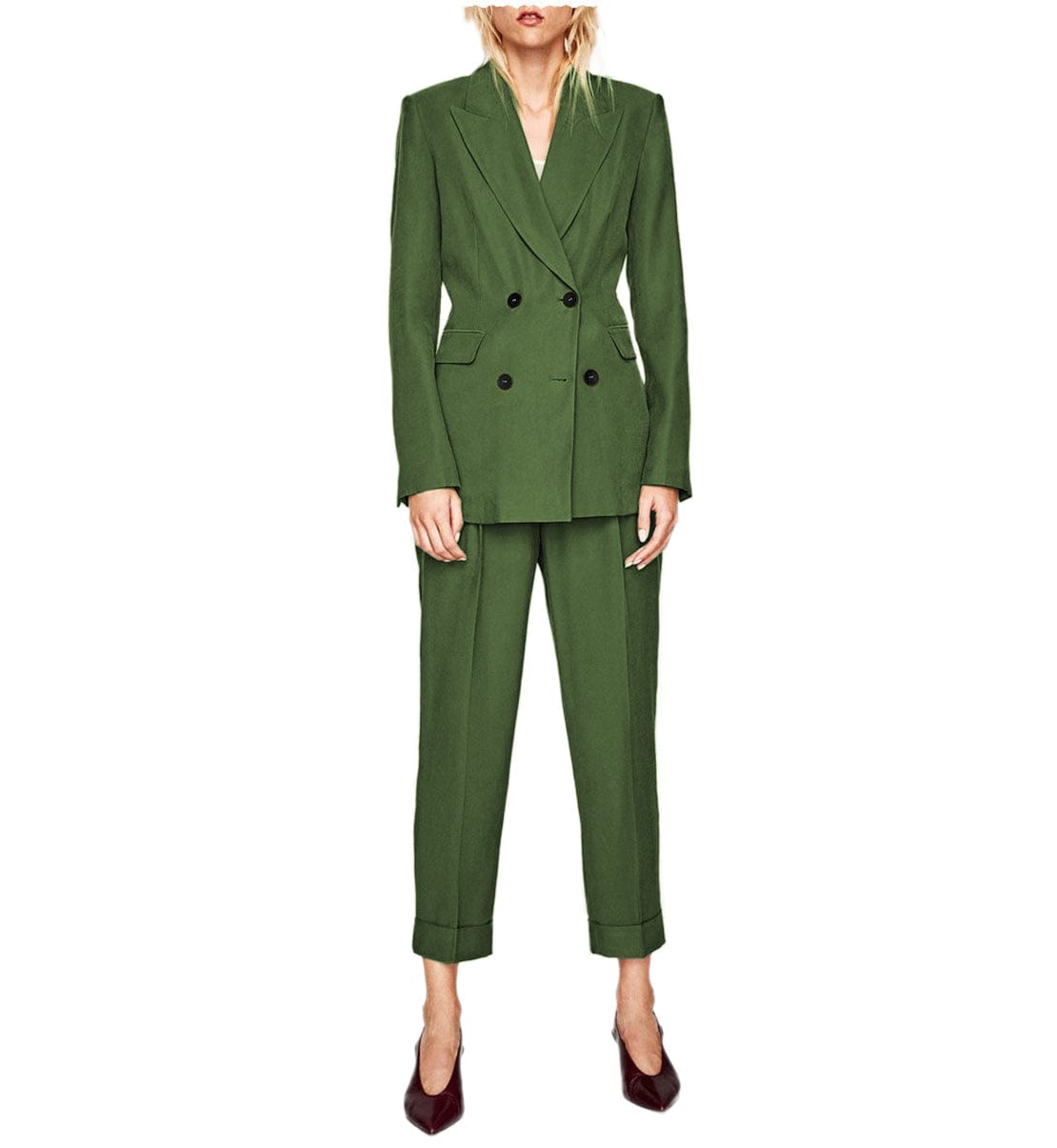 2-Piece Double Breasted Peak Lapel Women's Suit Set - Professional Office Wear & Formal Business Attire