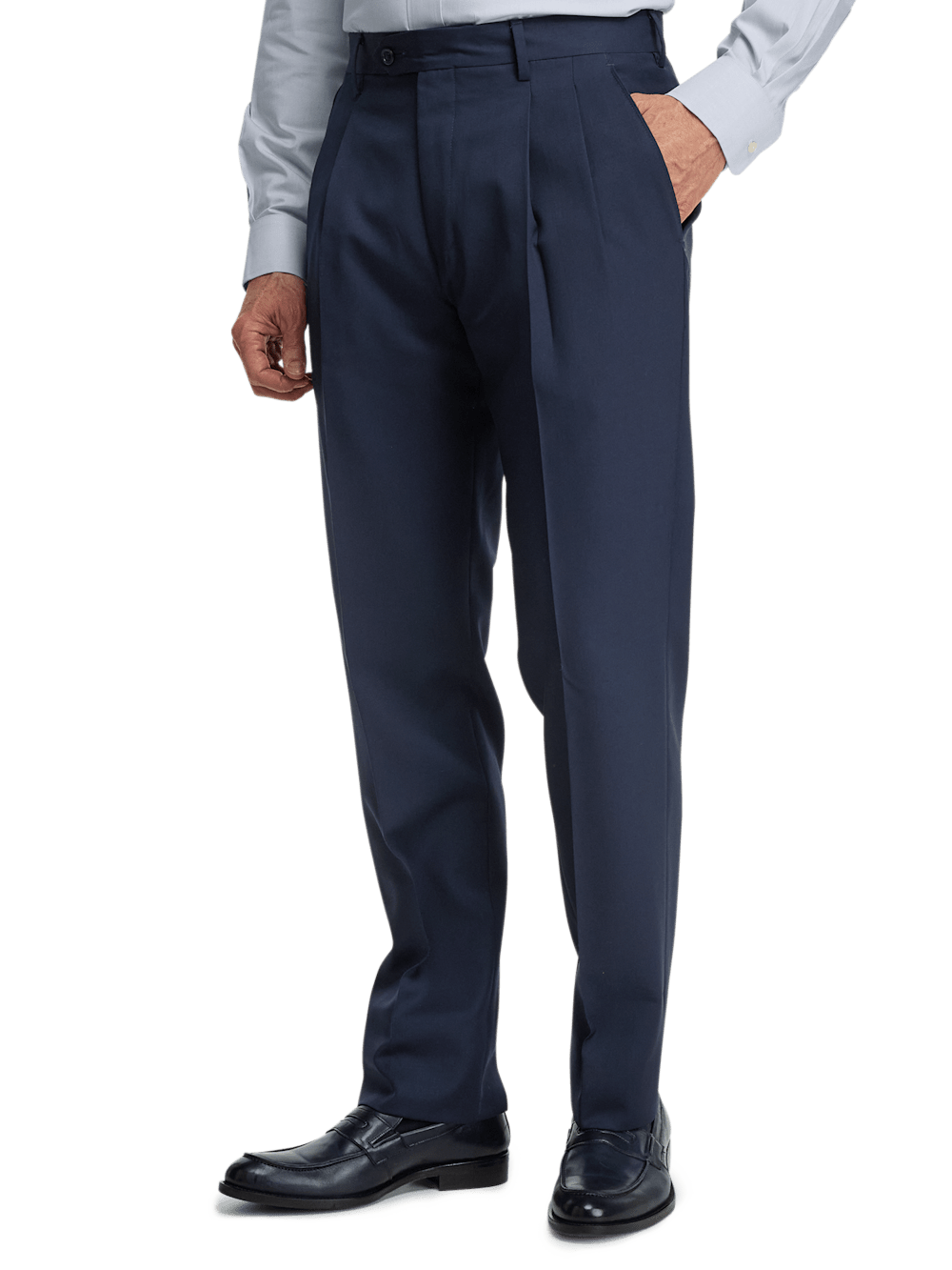 Premium Wool Gabardine Dress Pants for Men - Classic Bright Navy Blue - Perfect for Office Wear, Business Meetings & Formal Occasions