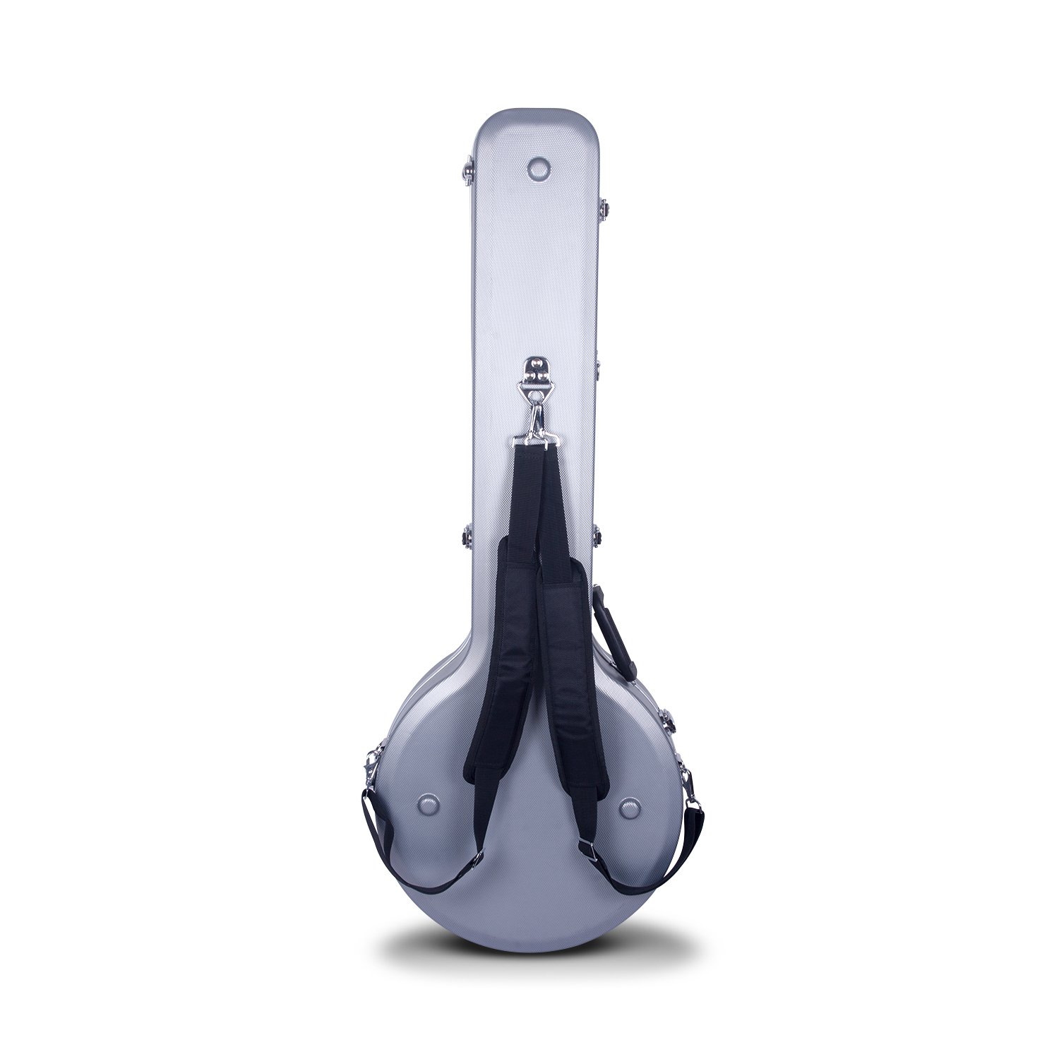 Crossrock CRA860BJSL ABS Molded Hardshell Banjo Case - Backpack Style for 5-String Resonator & Gibson Tenor Banjo (Silver) | Durable Protection for Travel, Gigging & Storage