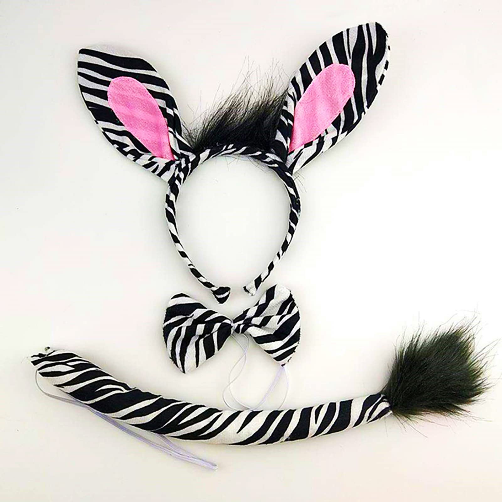 4 Sets Zoo Animal Headbands for Adults - Halloween Costume Ears & Tail Accessories Set - Perfect for Halloween Parties, Cosplay, and Themed Events