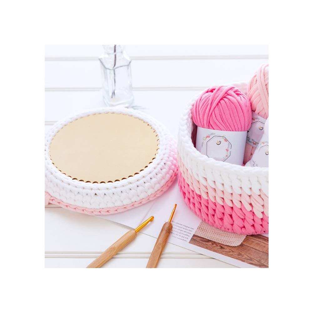 Natural Wooden Basket Base - 7.8 Inch Round Solid Crochet Basket Bottom for DIY Weaving, Craft Supplies & Home Decor | Perfect for Macrame, Yarn Crafts, Farmhouse Decor & Gift Making (Burlywood)