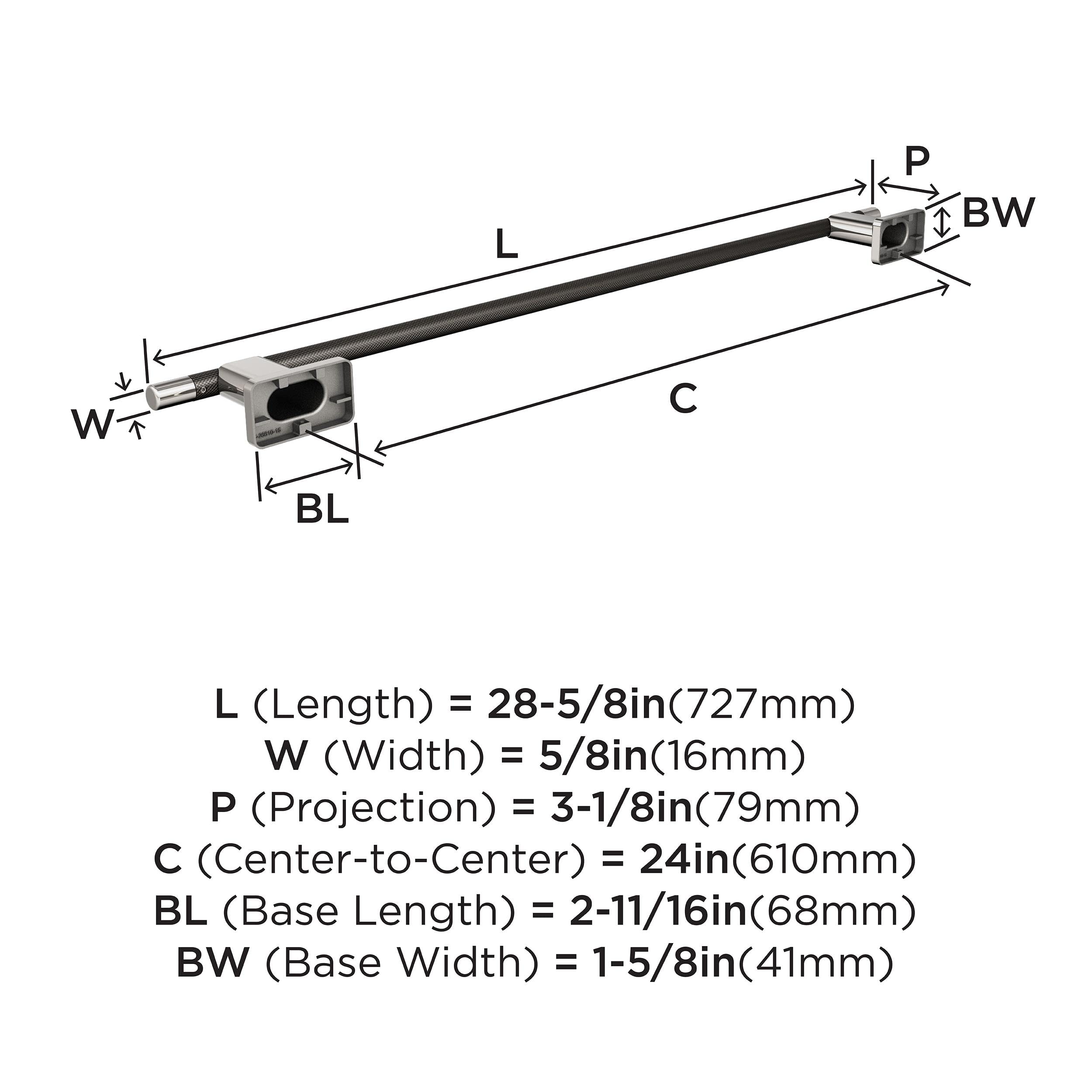 Amerock BH26615PNGM 24-Inch Polished Nickel & Gunmetal Towel Bar - Modern Bathroom Towel Rack Holder for Bathrooms, Showers & Spa Areas | Esquire Collection Bath Hardware Accessories