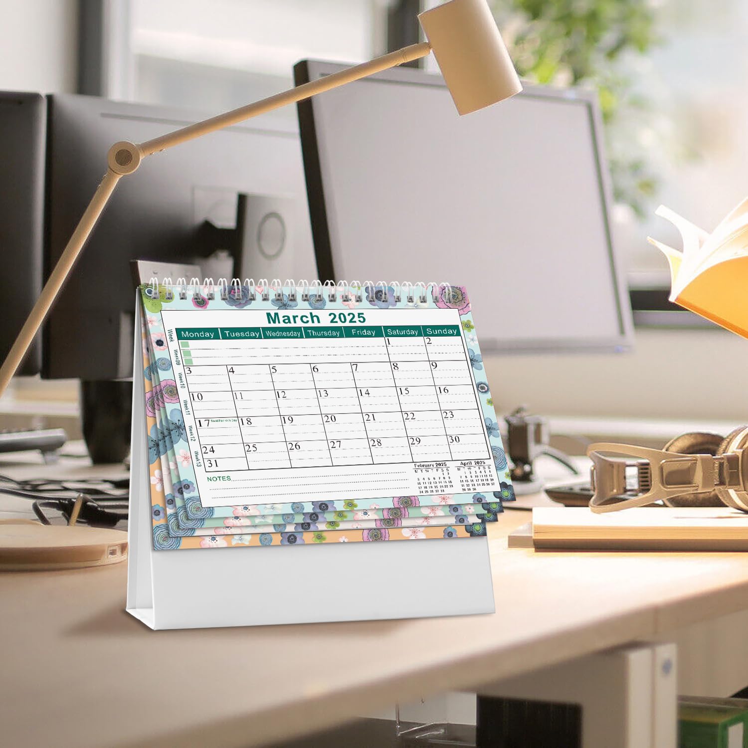 AEYAKA 2024-2025 16-Month Standing Desk Calendar | September 2024 to December 2025 | 20cm x 20.5cm Flip Desktop Planner | Perfect for Office, Home & School Organization (Model C08)