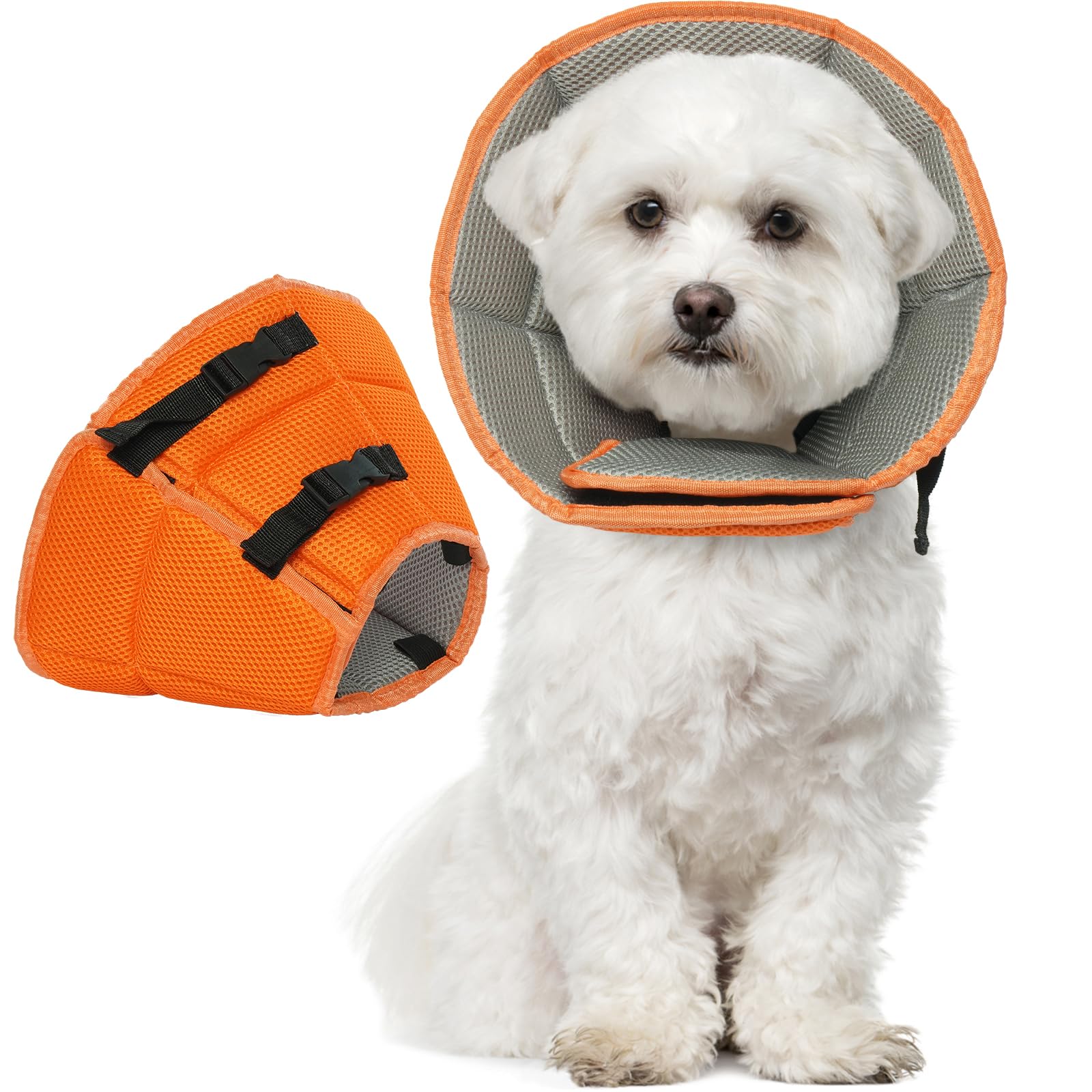 Kuoser Soft & Breathable Dog Cone Collar for Small Medium Large Dogs & Cats - Adjustable Pet Recovery Collar After Surgery, Anti-Bite & Lick for Quick Healing - Perfect for Post-Surgery Care, Wound Protection & Pet Comfort