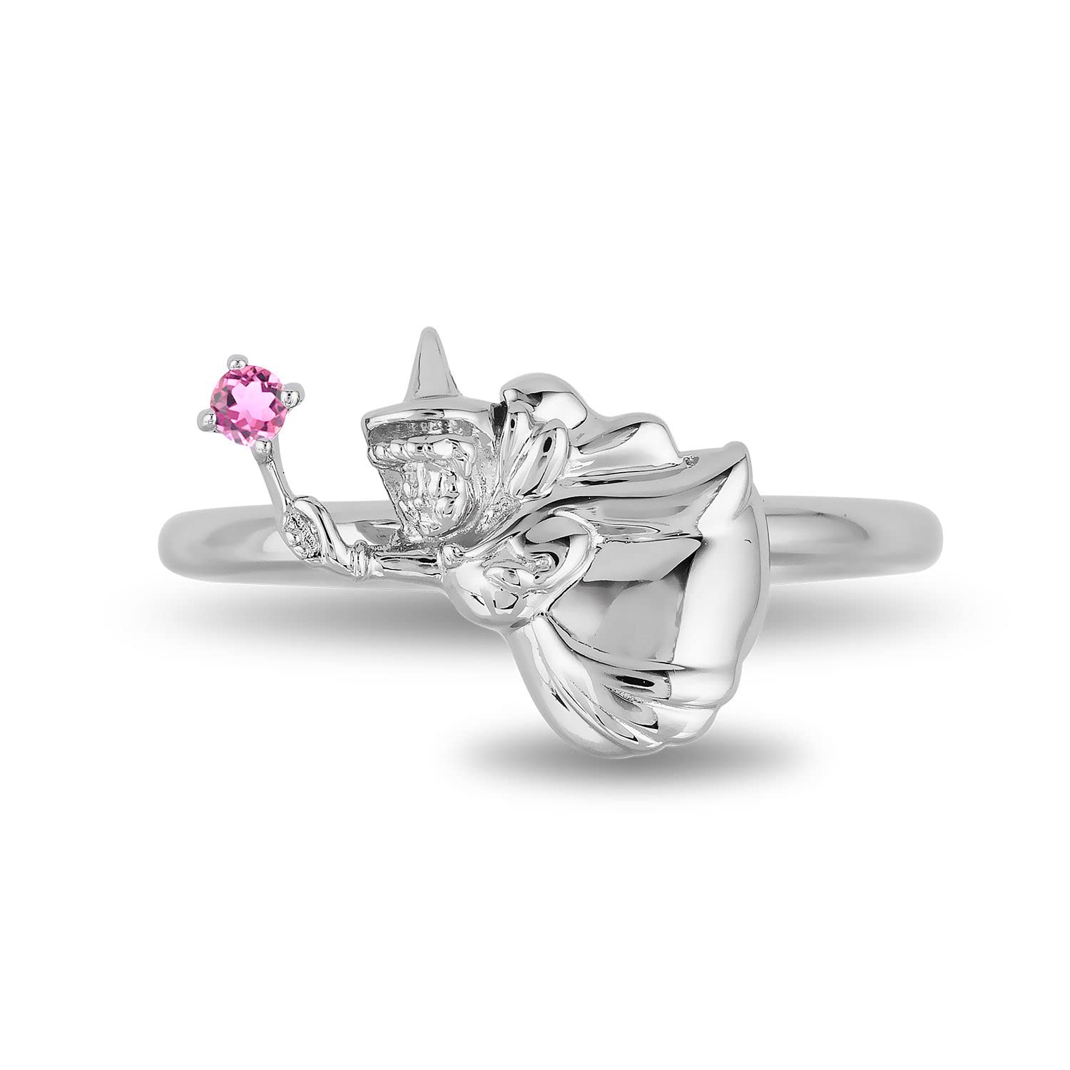 Enchanted Disney Aurora Flora Fairy Ring - Sterling Silver with Pink Tourmaline | Princess Inspired Jewelry for Women | Perfect for Disney Fans, Gifts & Special Occasions