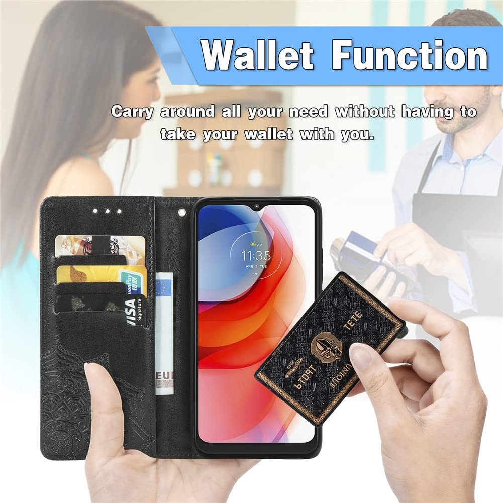 Moto G Play 2021 Leather Wallet Case - Magnetic Flip Cover with Card Slots & Stand for Daily Use