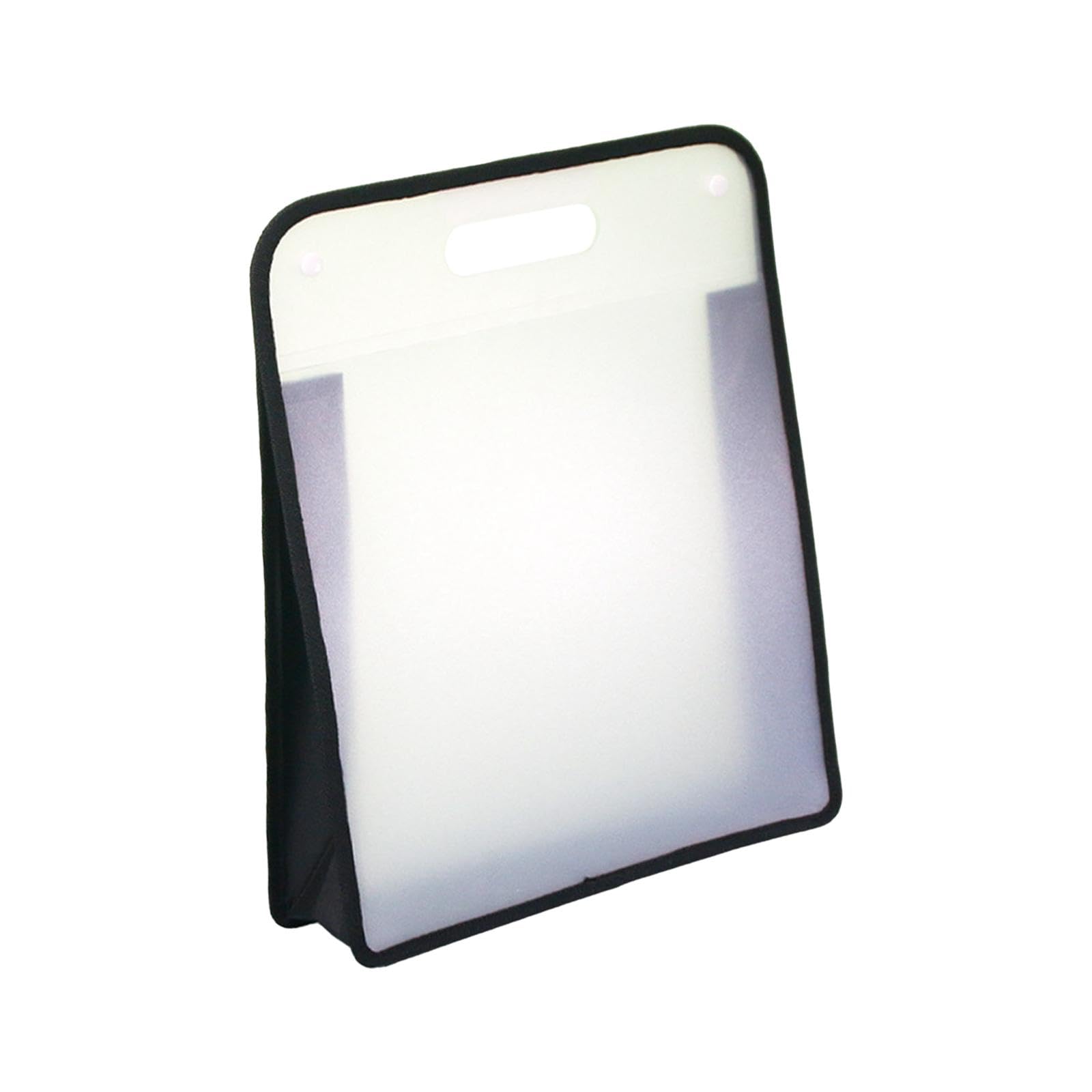 Clear Portable File Organizer Bag with Handle - Document Storage Bag for School, Travel & Home - Art Portfolio for Students & Kids - Perfect for Organizing Papers, Artwork & Supplies (Black)