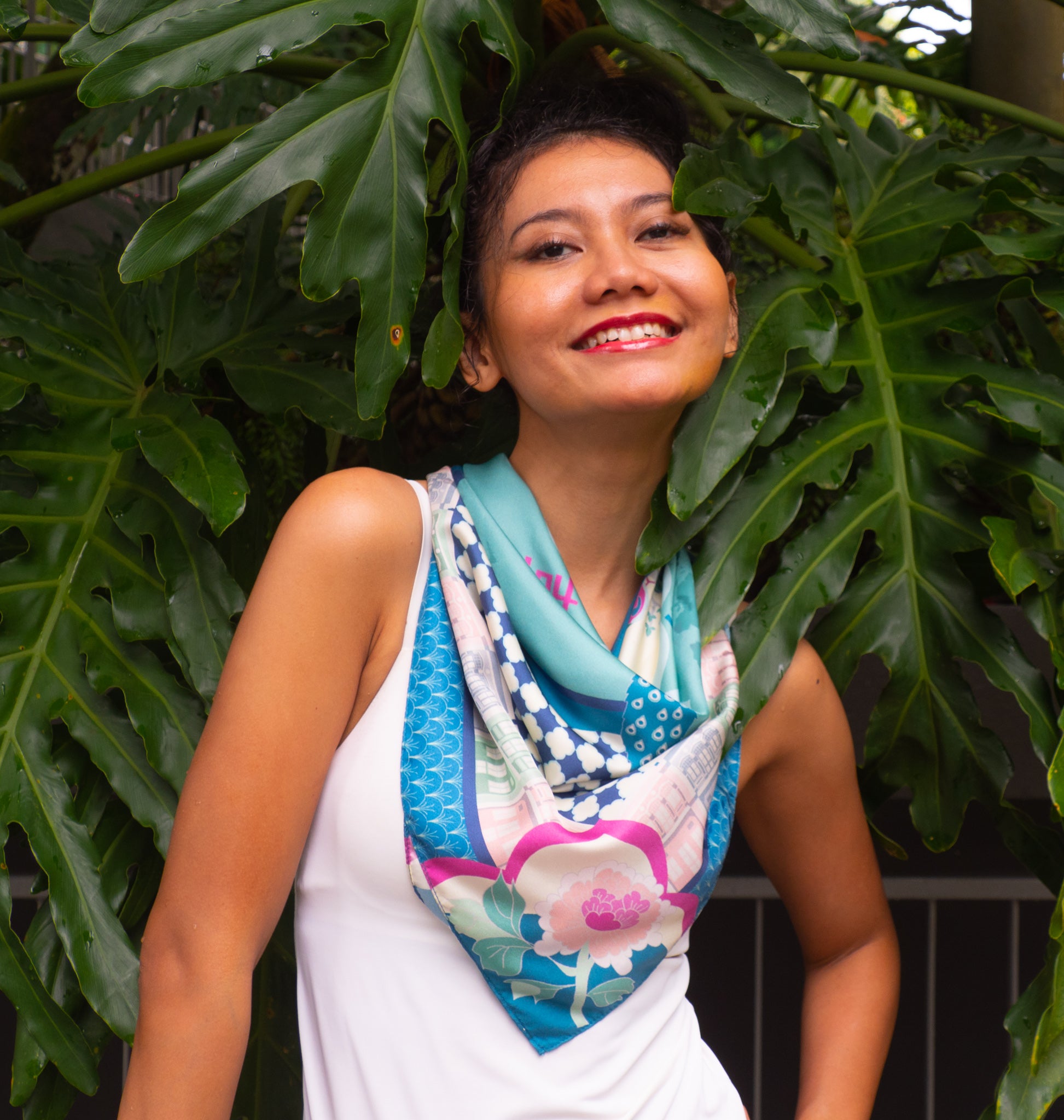 Luxury Peranakan Silk Scarf - Handmade Batik Floral Shawl for Women | Perfect for Weddings, Parties & Special Occasions