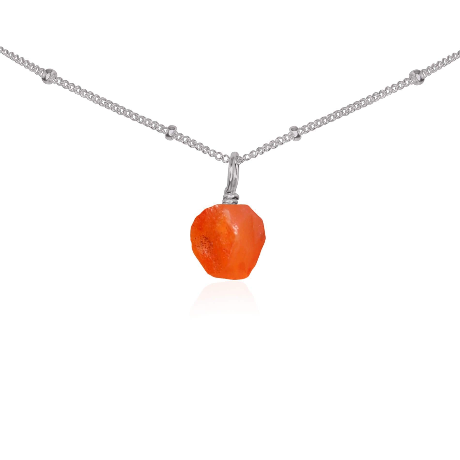 Natural Tiny Rough Carnelian Gemstone Pendant Choker Necklace for Women - Healing Crystal Jewelry for Energy, Protection & Spiritual Balance | Perfect for Meditation, Yoga & Everyday Wear
