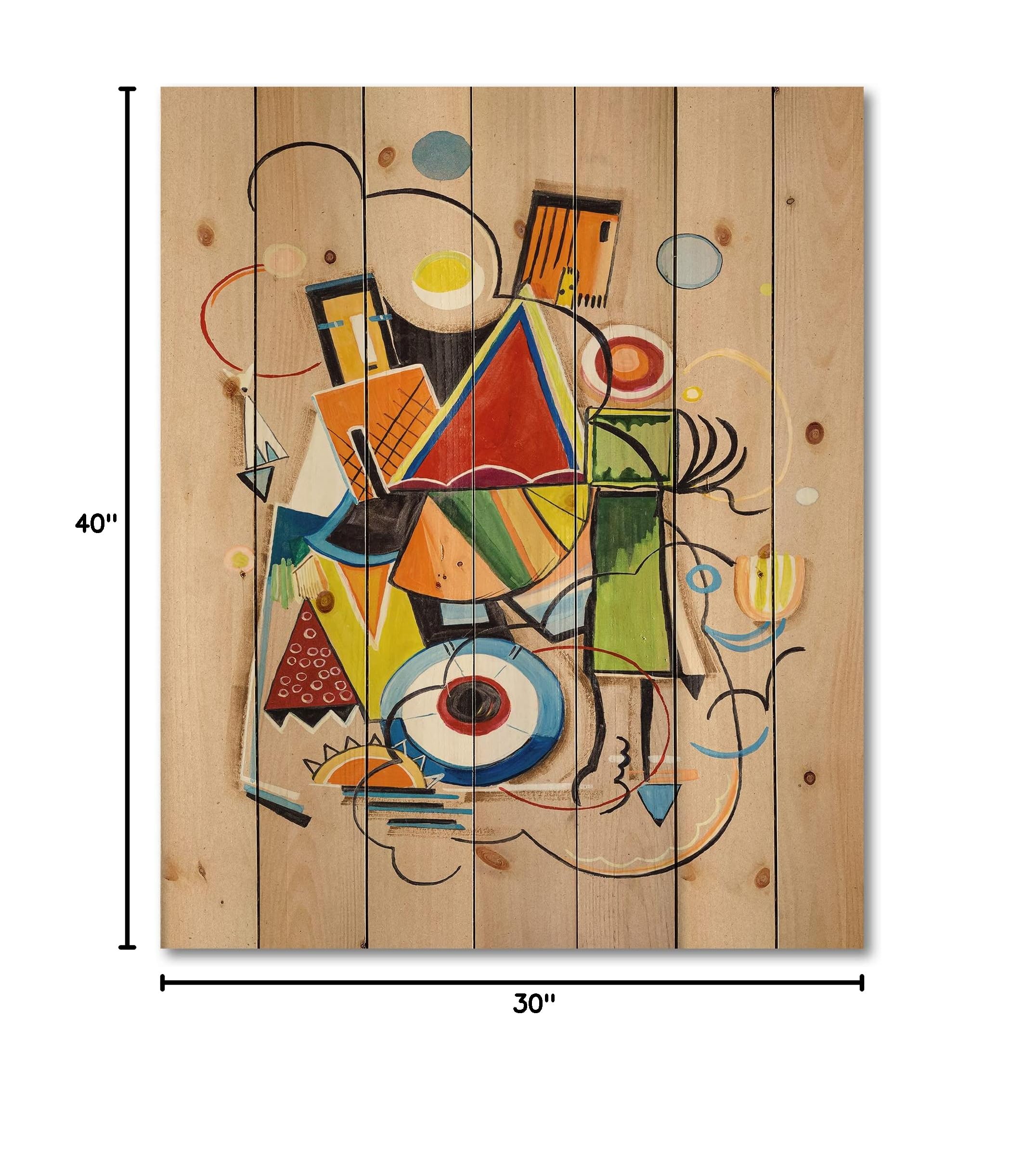 Modern Geometric Abstract Wood Wall Art - Large Red Contemporary Wooden Panels Printed on Natural Pine - Perfect for Living Room, Bedroom & Office Decor