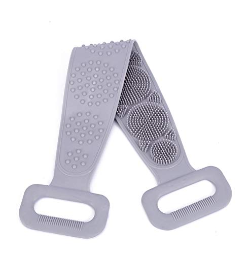 Naidev Long Exfoliating Silicone Bath Towel - Back Scrubber & Massage Brush for Deep Cleansing & Skin Renewal (Gray) | Perfect for Shower, Spa & Body Care Routine