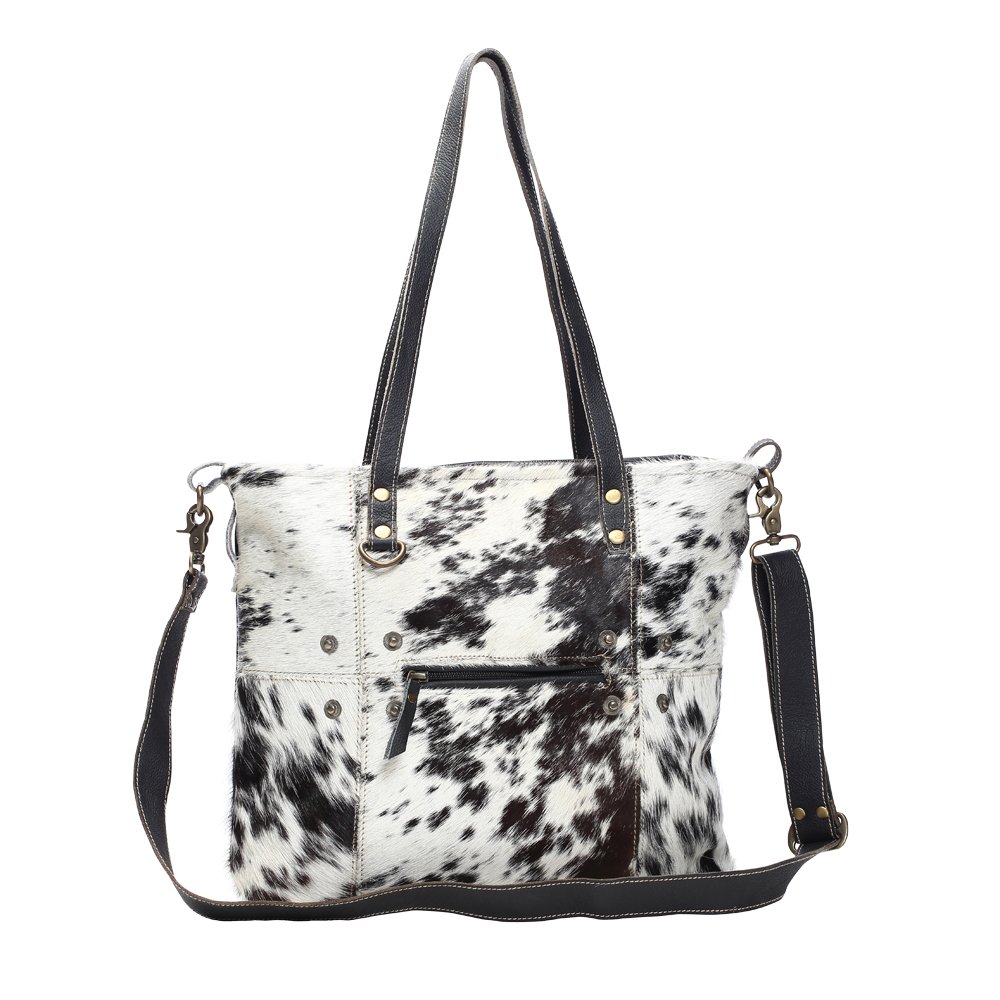 Myra Leather Tote Bag - Cowhide Brown for Work & Travel