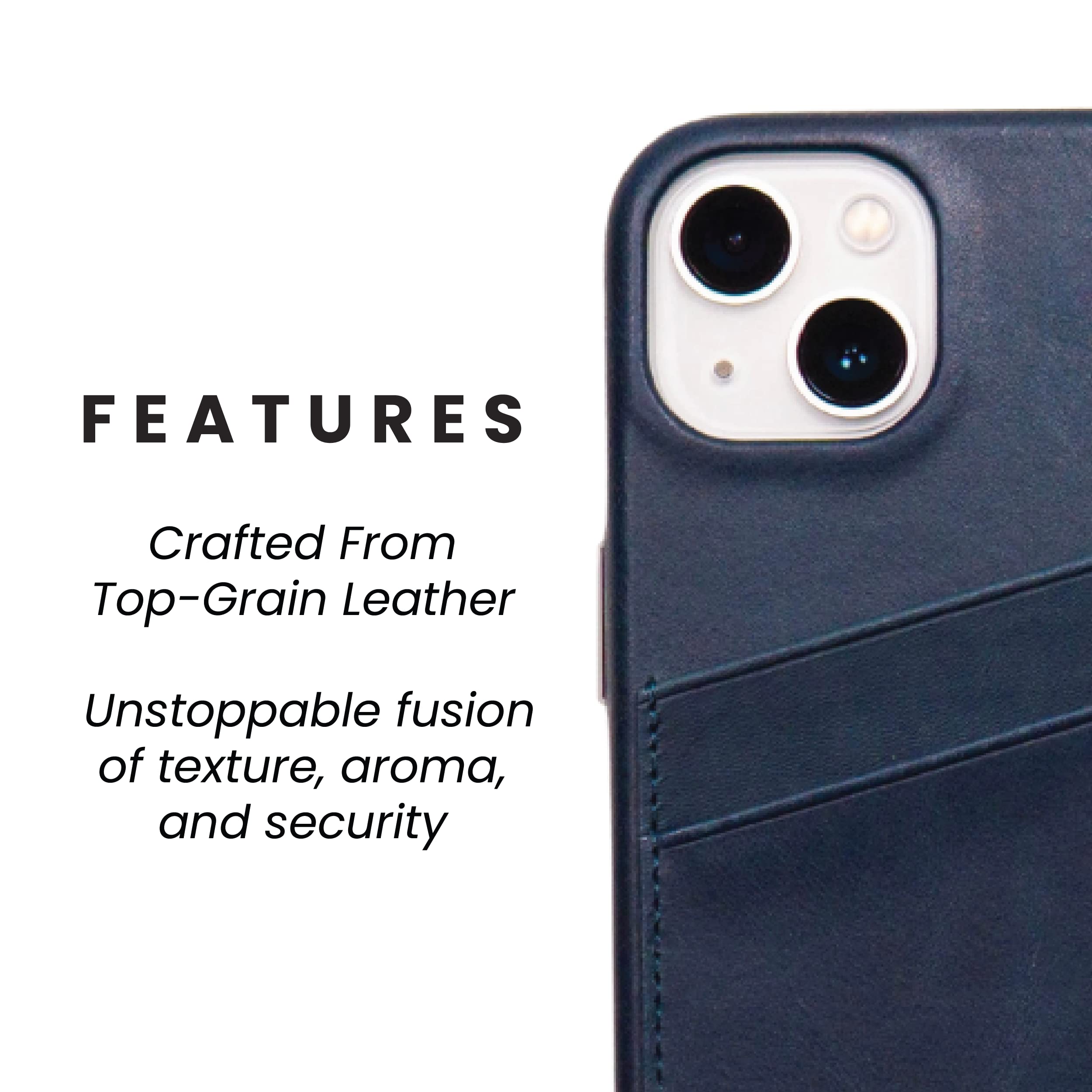Premium Leather Phone Case for Apple iPhone 13 - Bullstrap Ocean Blue Portfolio | Slim Protective Cover for Business & Travel | Luxury Gift for Professionals