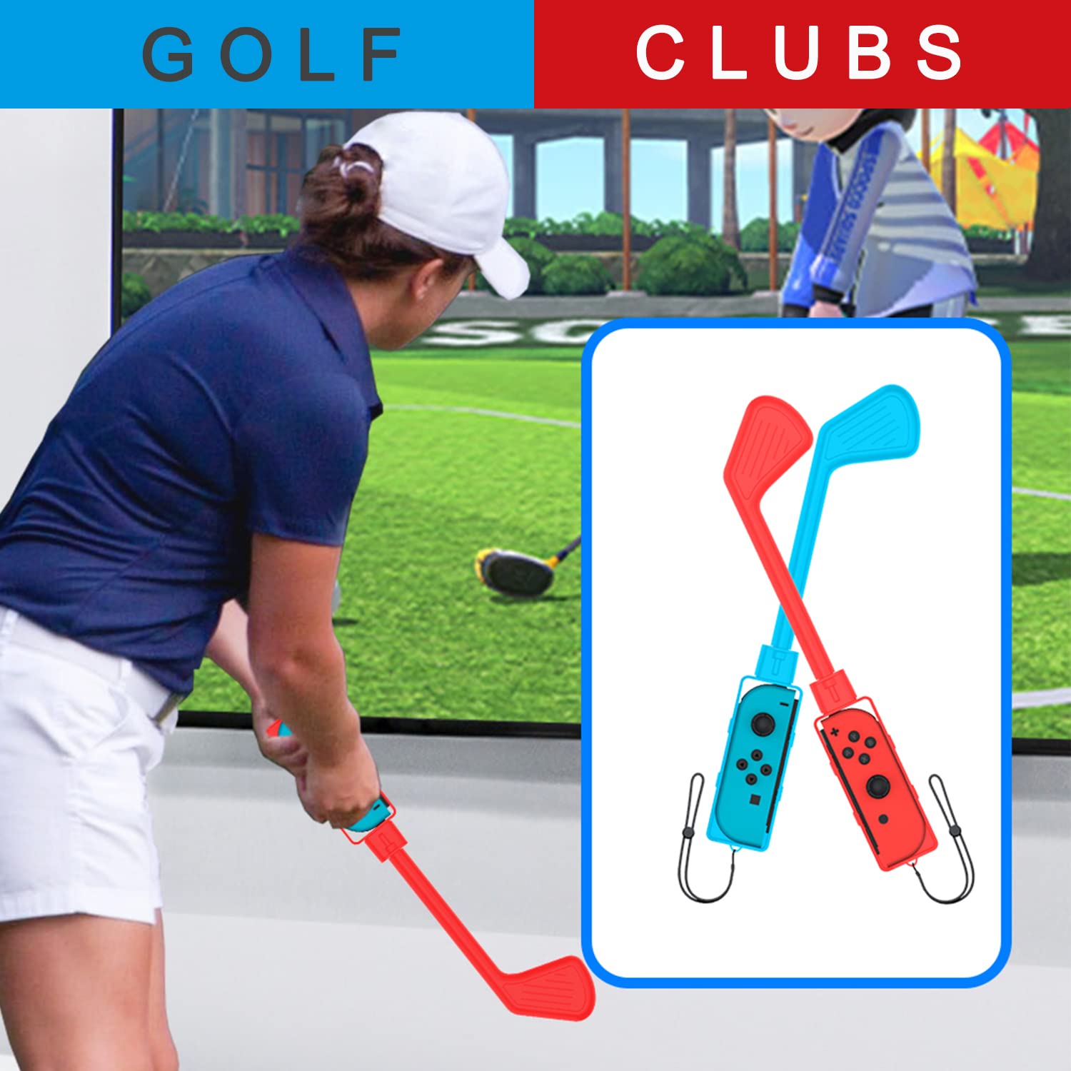 2024 Nintendo Switch Sports Accessories Bundle - Soccer Leg Straps, Mario Golf Clubs, Wrist Bands & Tennis Rackets for Switch Sports Games | Perfect for Mario Golf, Tennis & Soccer Gameplay