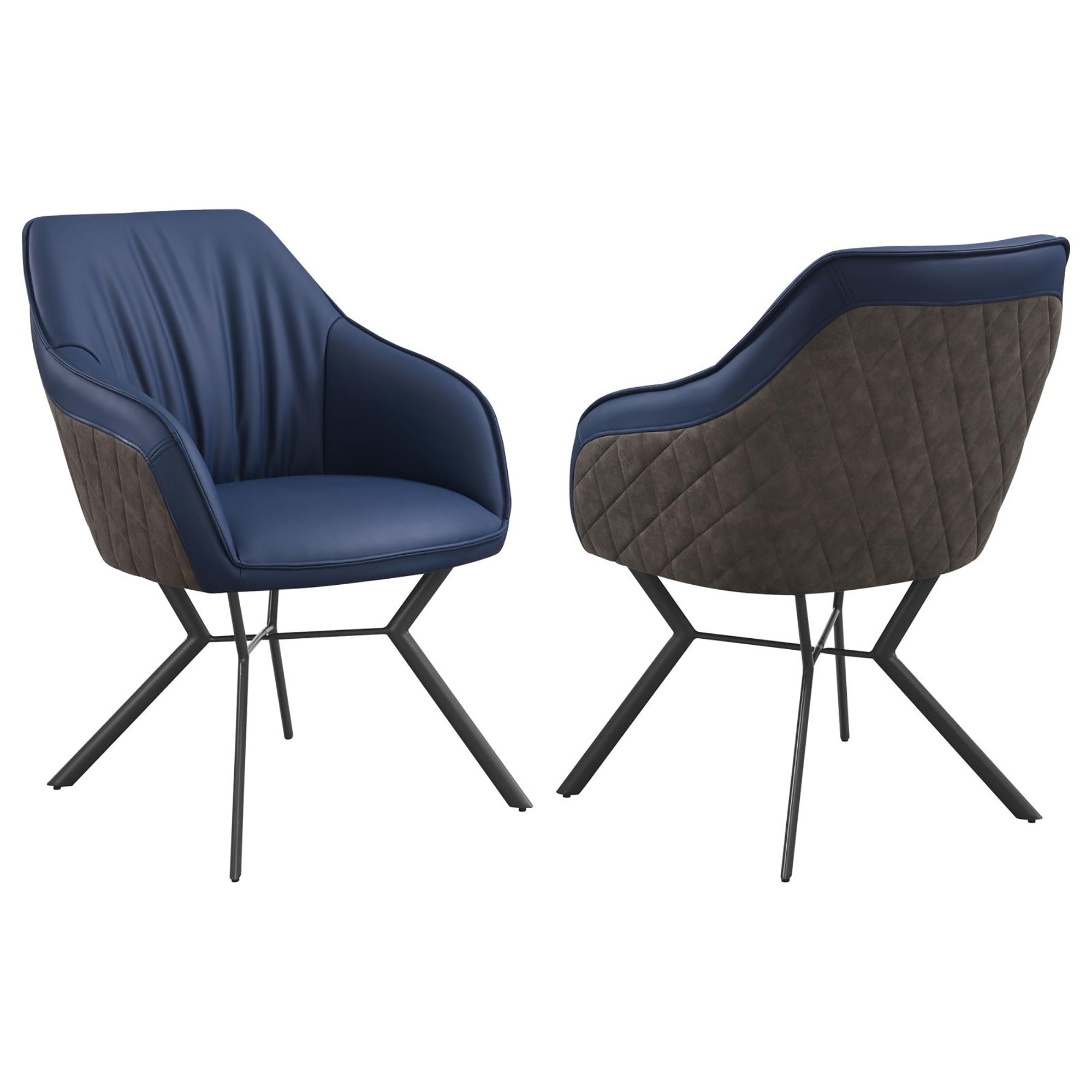Blue and Gunmetal Upholstered Dining Chairs Set of 2 - Modern Kitchen & Dining Room Furniture for Home Decor, Comfortable Seating for Family Meals & Entertaining Guests