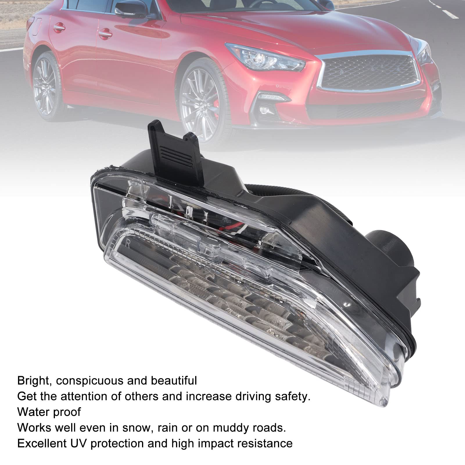 Infiniti Sport 2014-2019 Right Bumper Fog Light & DRL Replacement - High Visibility Daytime Running Lamp with Turn Signal Function for Enhanced Safety in Rainy/Foggy Conditions