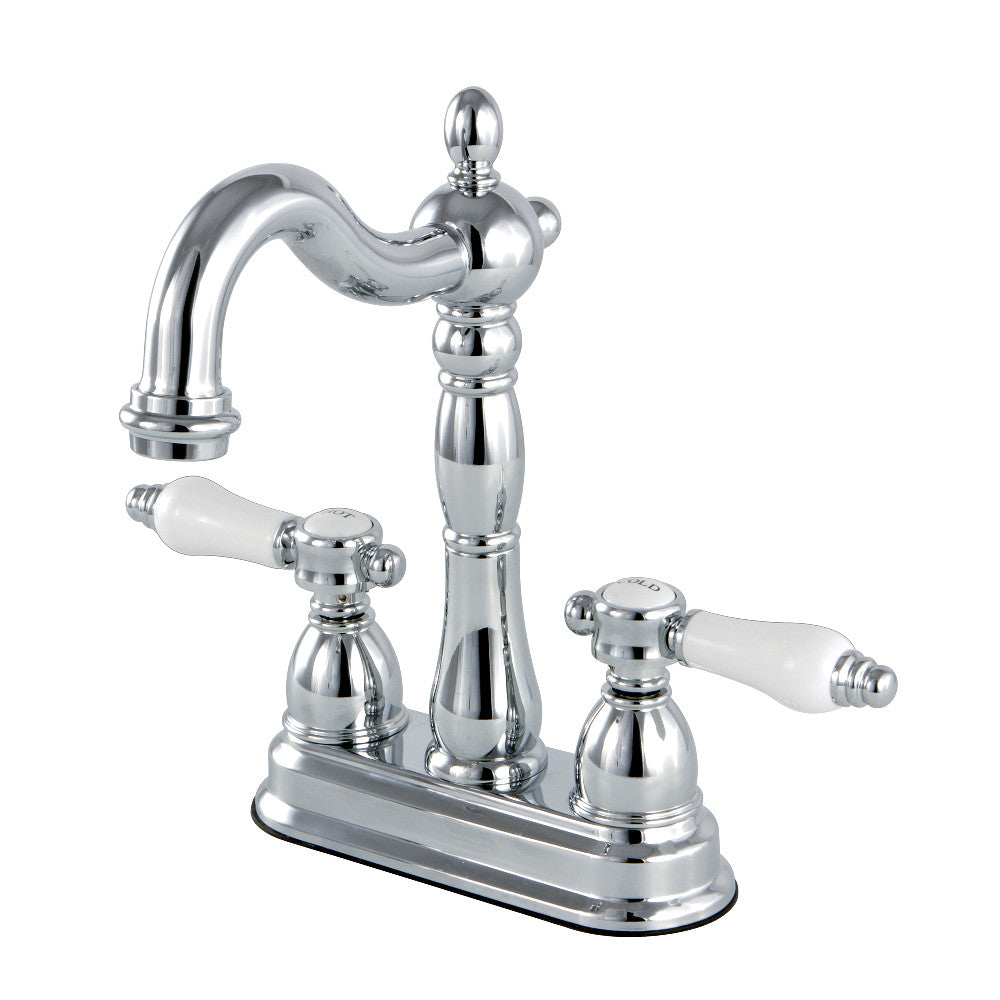 Kingston Brass KB1491BPL Bel Air Two Handle Bar Faucet - Premium Brass Kitchen Sink Faucet with Dual Handles for Home & Commercial Use - Perfect for Bars, Restaurants, and Modern Kitchens