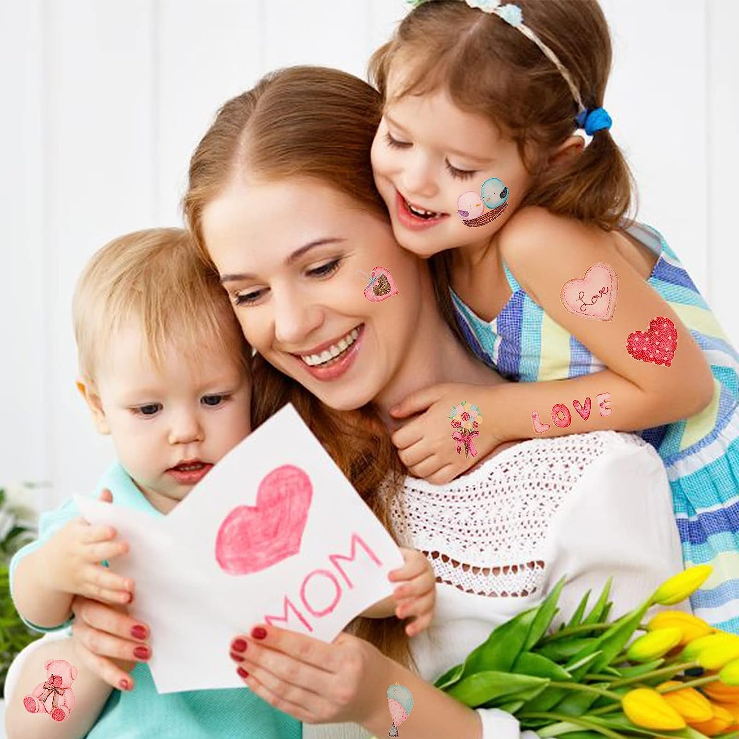 10PCS Valentine's Day Temporary Tattoos - Glitter Heart, Cupid Arrow, Dessert & Flower Designs | Waterproof Fake Tattoos for Kids & Adults | 12x6.8CM Size | Perfect for Parties, Weddings & Romantic Events