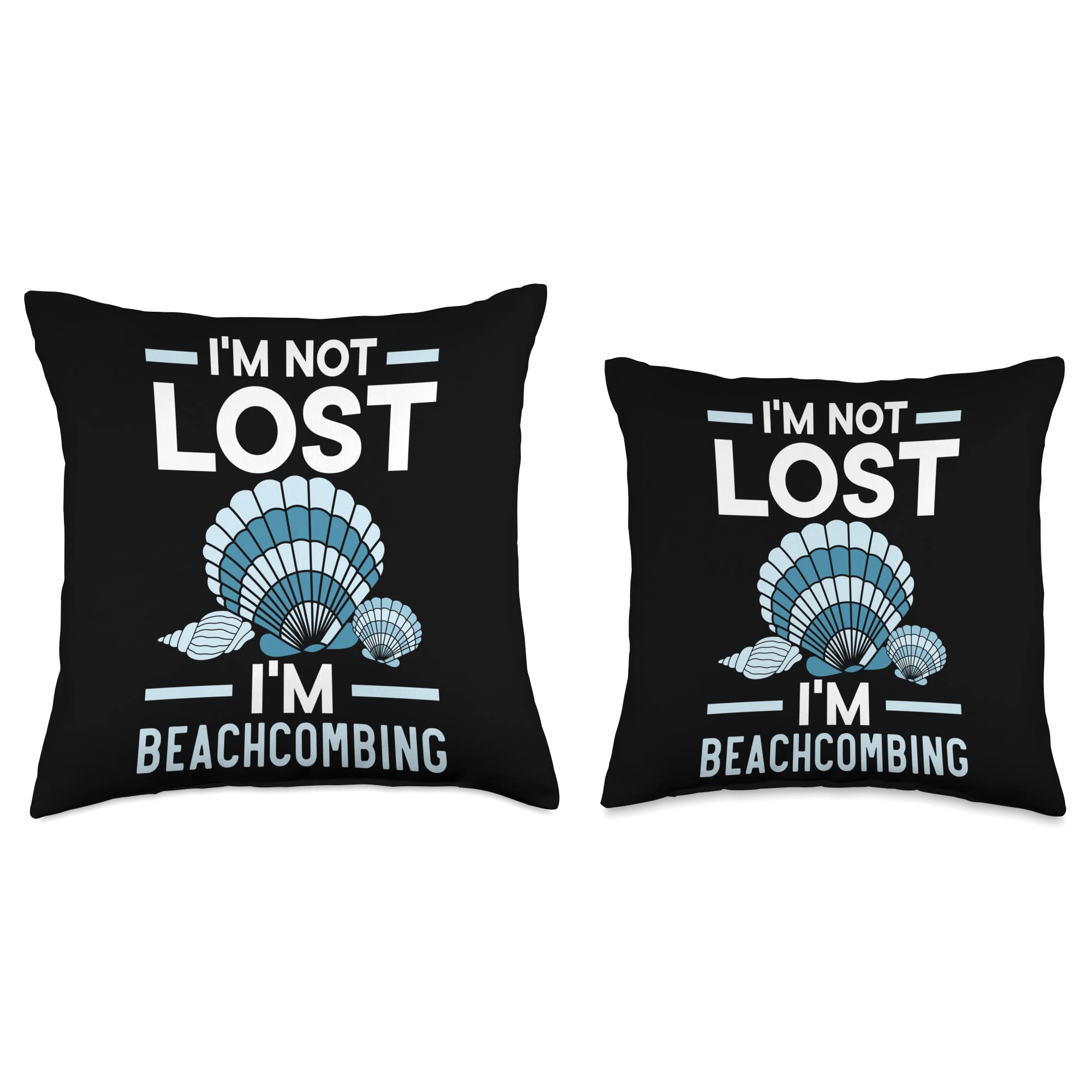 Sea Glass Seashell Throw Pillow 16x16 - Coastal Decor for Beach House