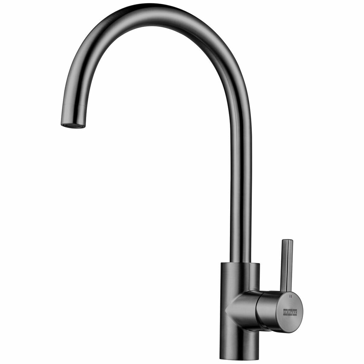 Franke Eos Neo Kitchen Faucet in Gun Metal Finish - Modern Pull-Down Sprayer Tap with High Arc Spout, Model TA9600GM - Perfect for Contemporary Kitchens and Bar Sinks