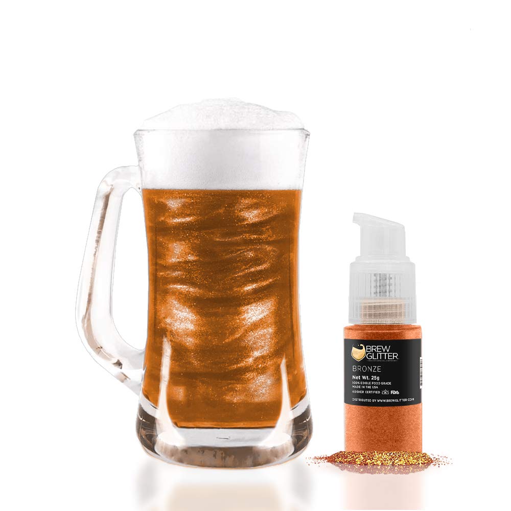 Edible Bronze Glitter for Drinks - Food Grade Sparkle Dust for Cocktails, Beer & Beverage Garnish | KOSHER & HALAL Certified | Vegan, Gluten & Nut Free | Perfect for Party Drinks, Wedding Cocktails & Bar Decor (25g Spray Pump)